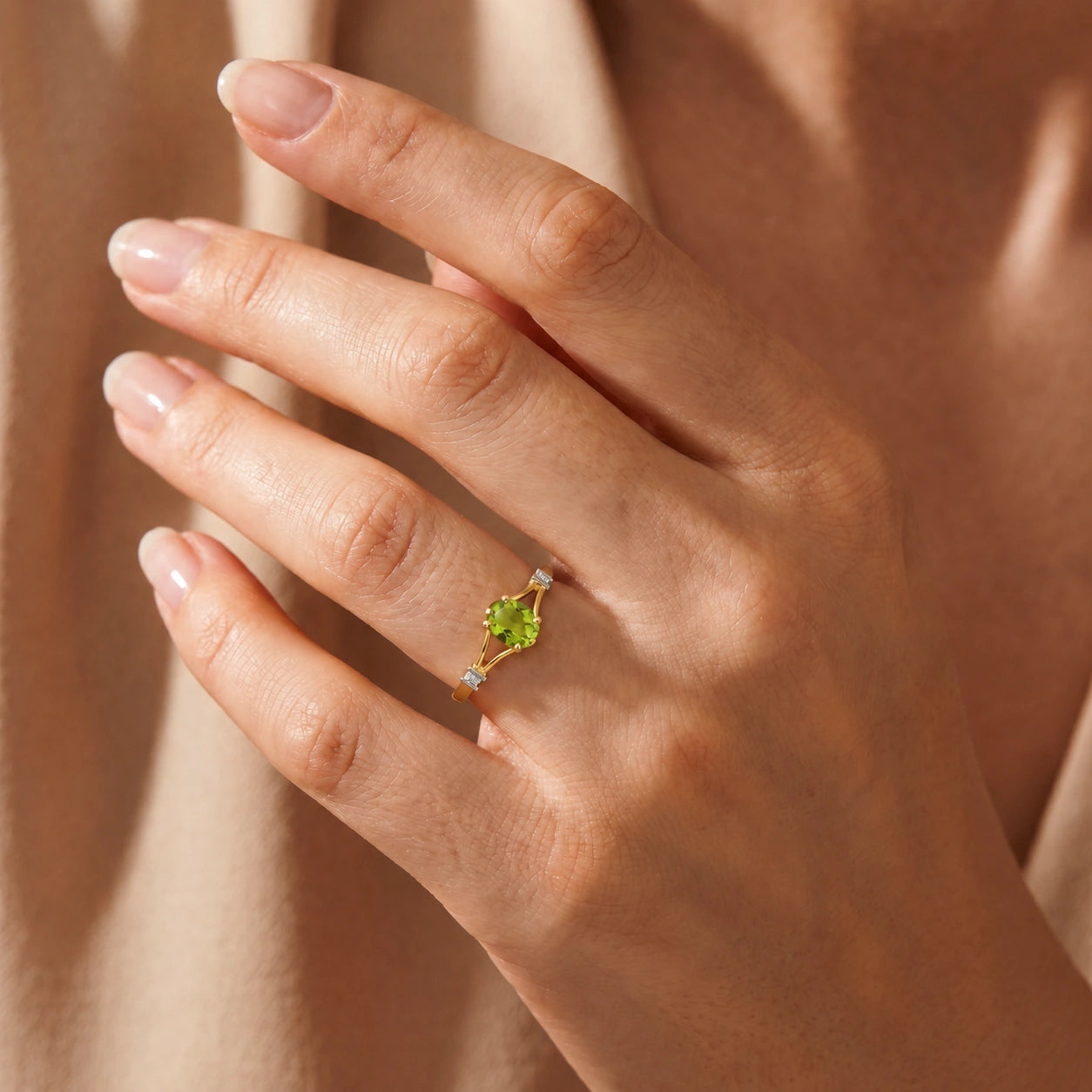 Yellow Gold Diamond & Peridot — Gabriella