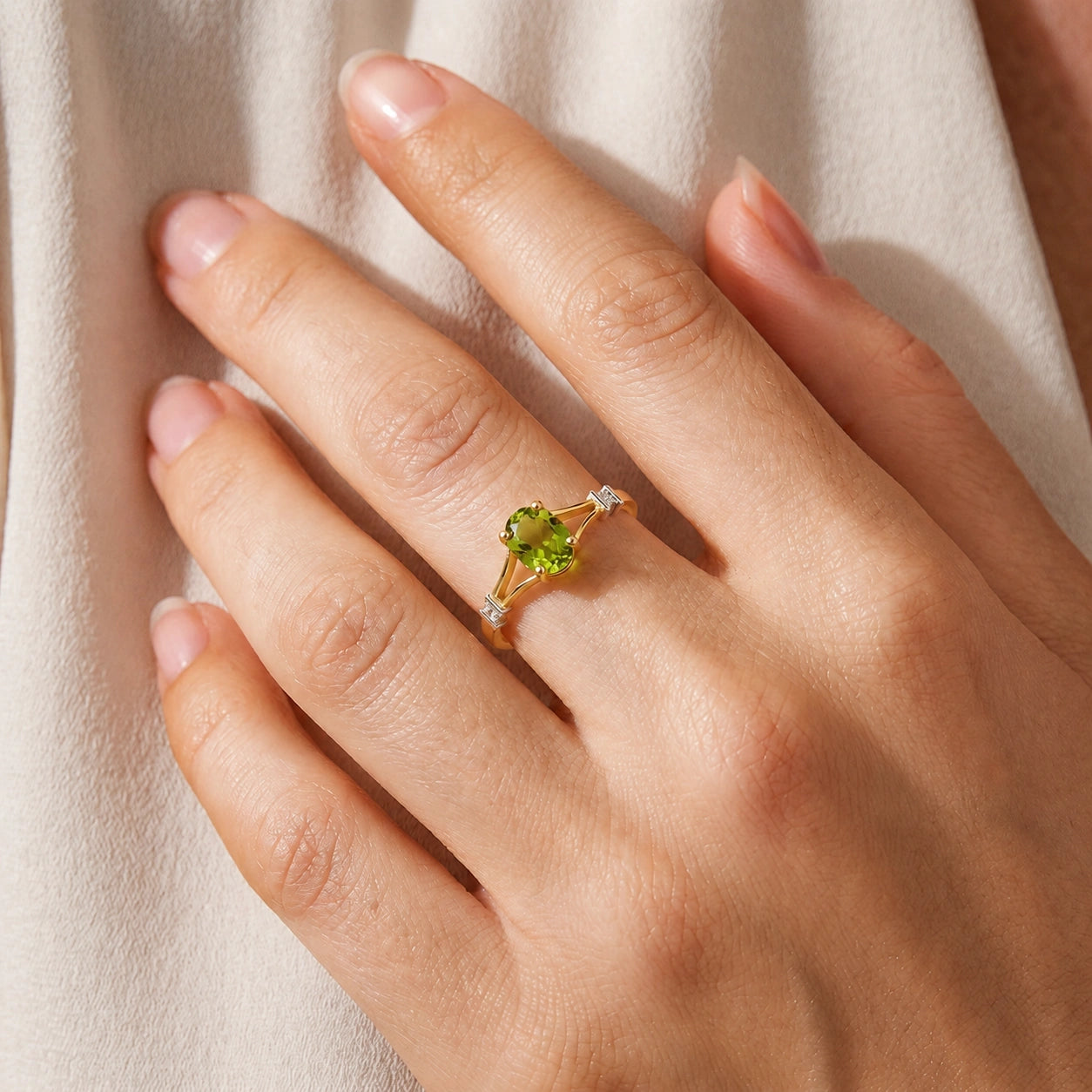 Yellow Gold Diamond & Peridot — Gabriella