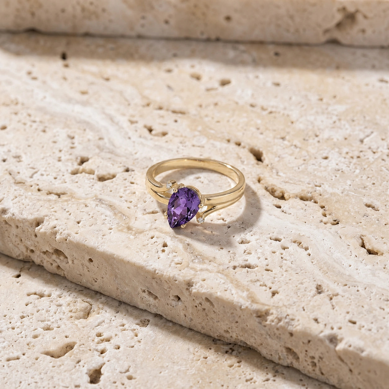 Yellow Gold Diamond & Amethyst — Zita