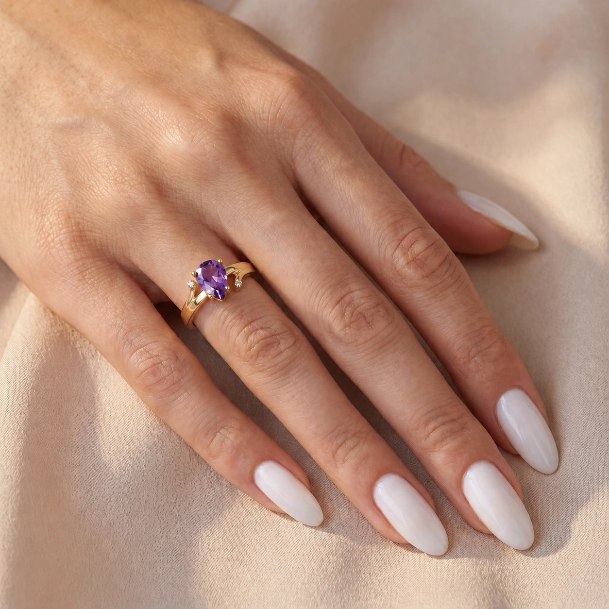 Yellow Gold Diamond & Amethyst — Zita