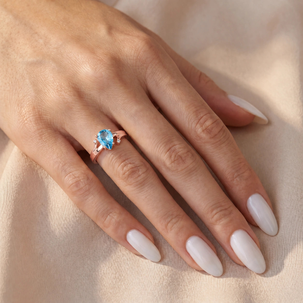 Rose Gold Diamond & Blue Topaz — Zita