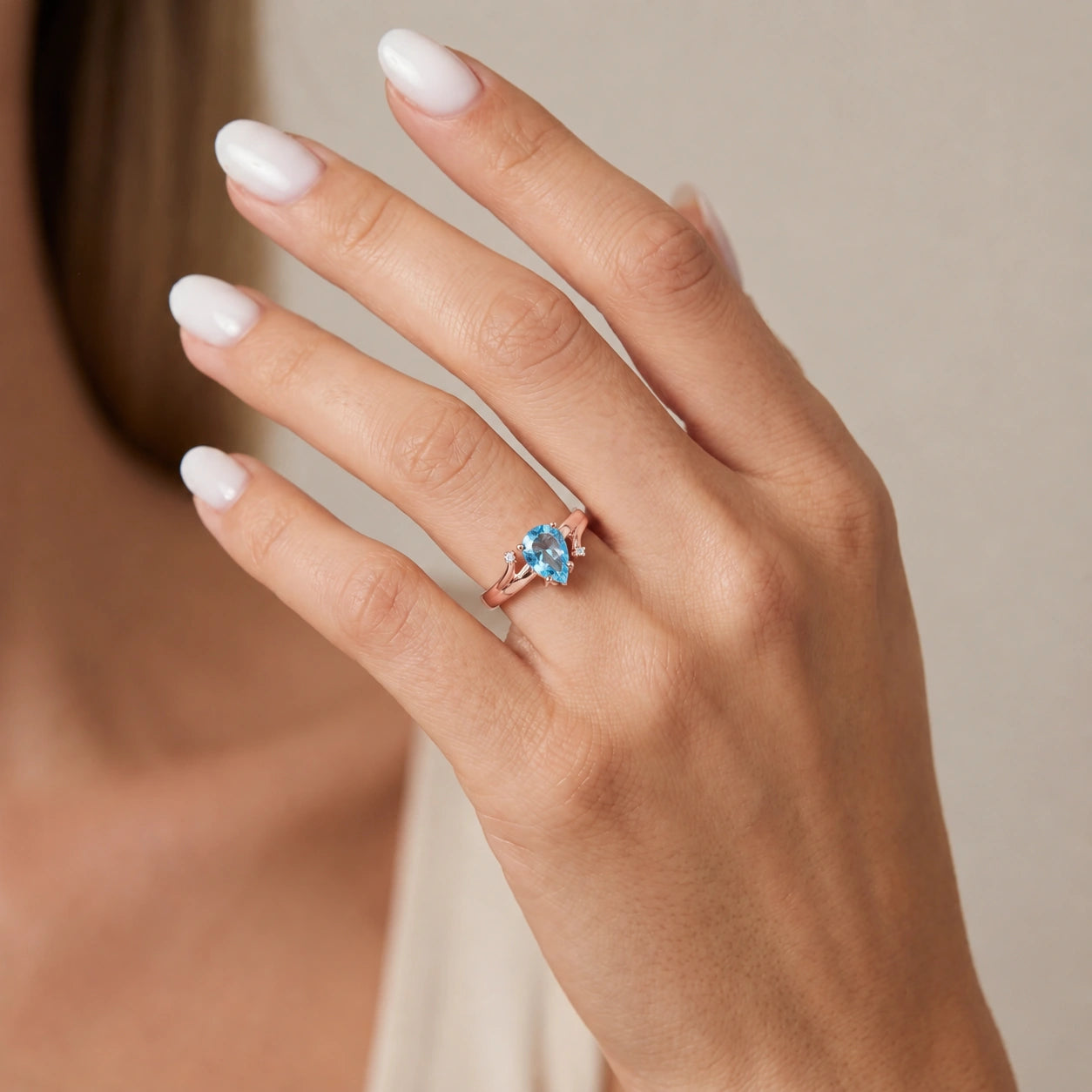 Rose Gold Diamond & Blue Topaz — Zita