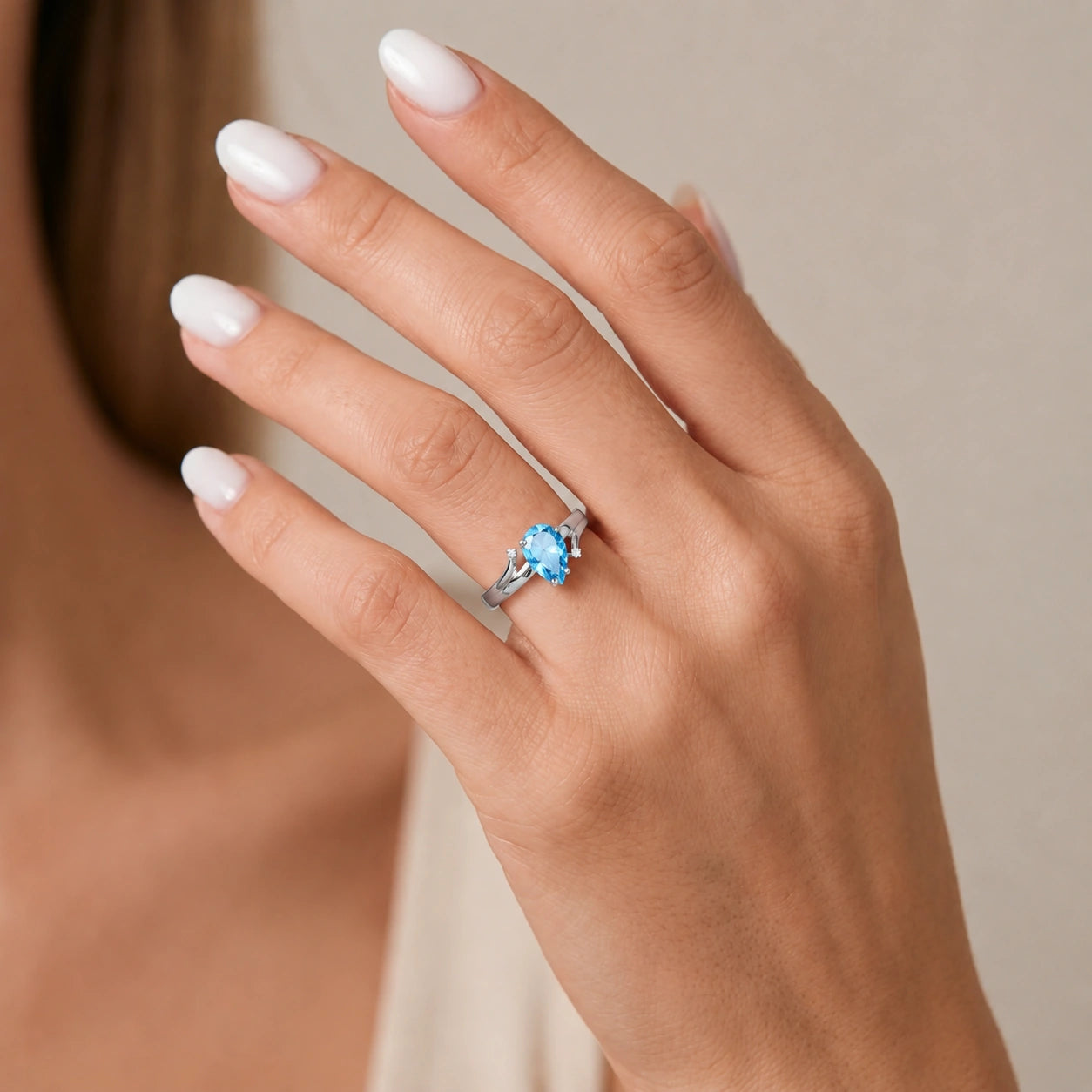 White Gold Diamond & Blue Topaz — Zita