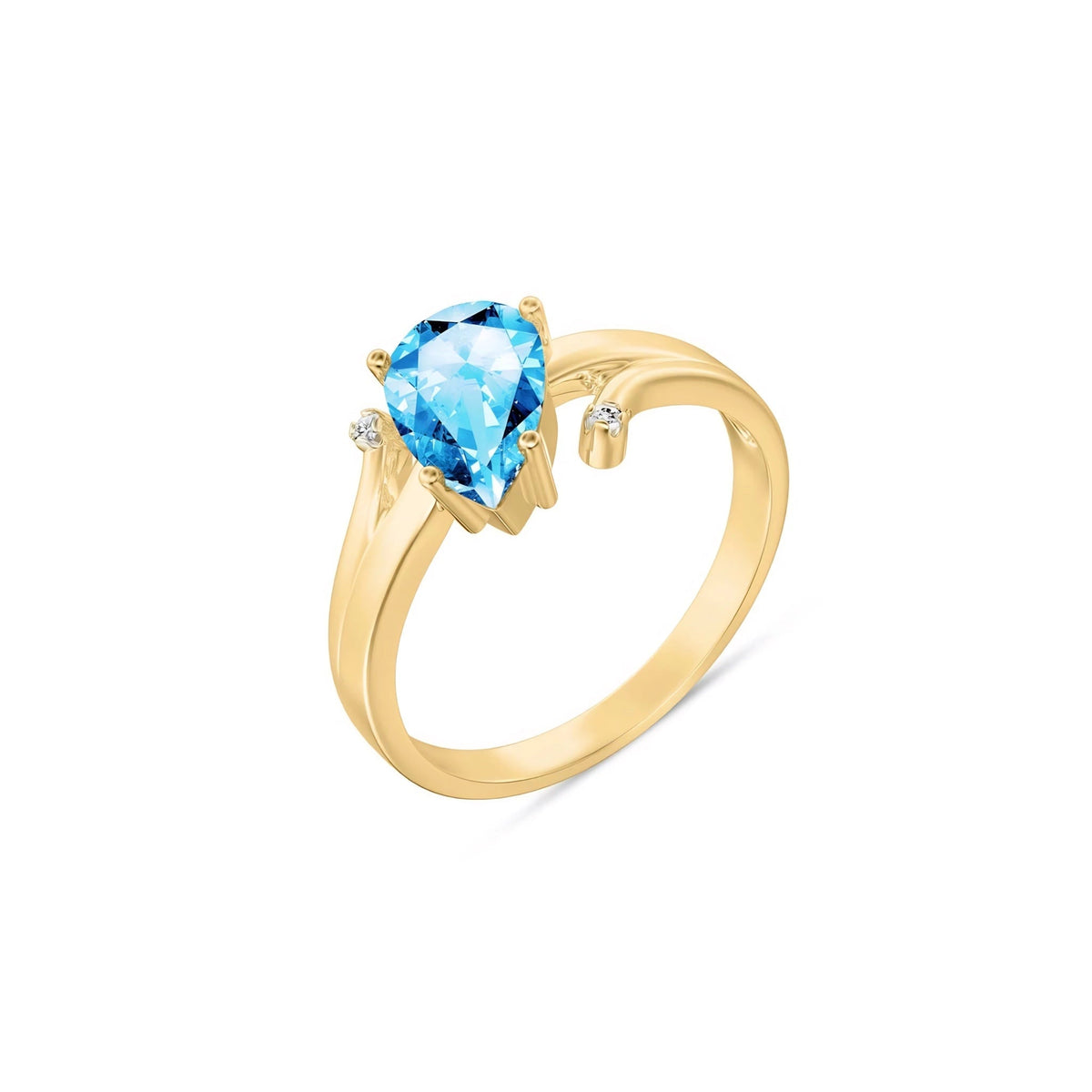 Yellow Gold Diamond & Blue Topaz — Zita