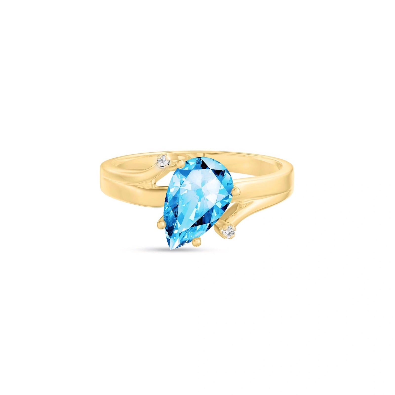Yellow Gold Diamond & Blue Topaz — Zita