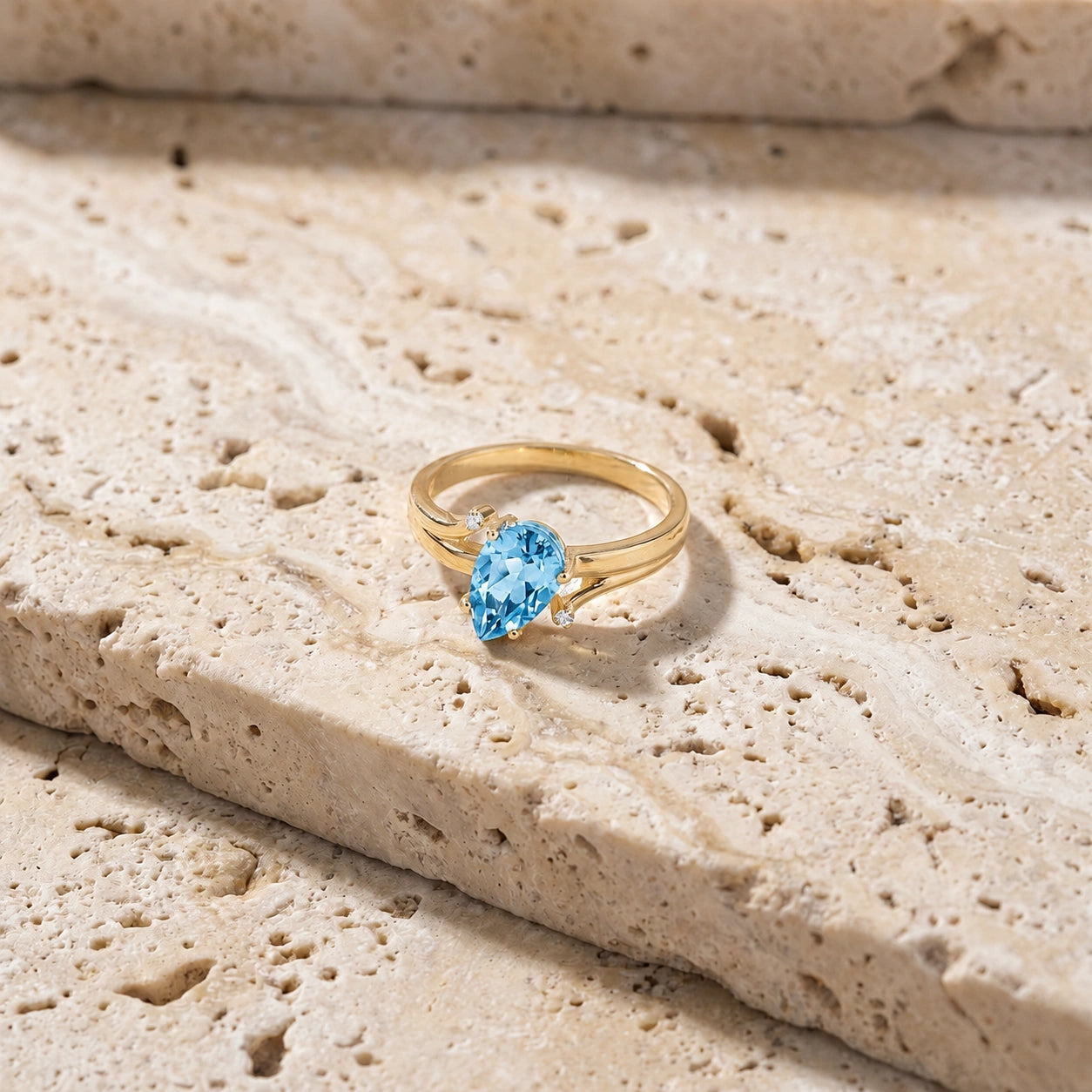 Yellow Gold Diamond & Blue Topaz — Zita