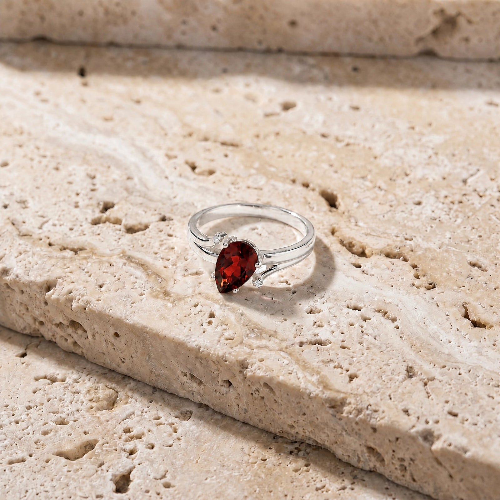 White Gold Diamond & Garnet — Zita