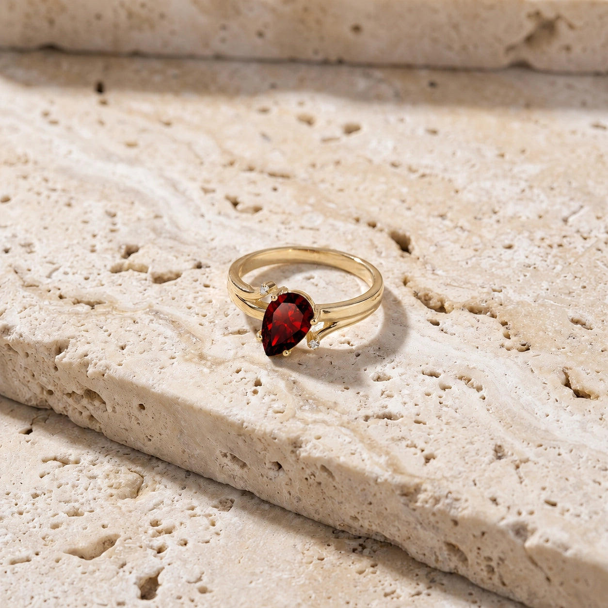 Yellow Gold Diamond & Garnet — Zita