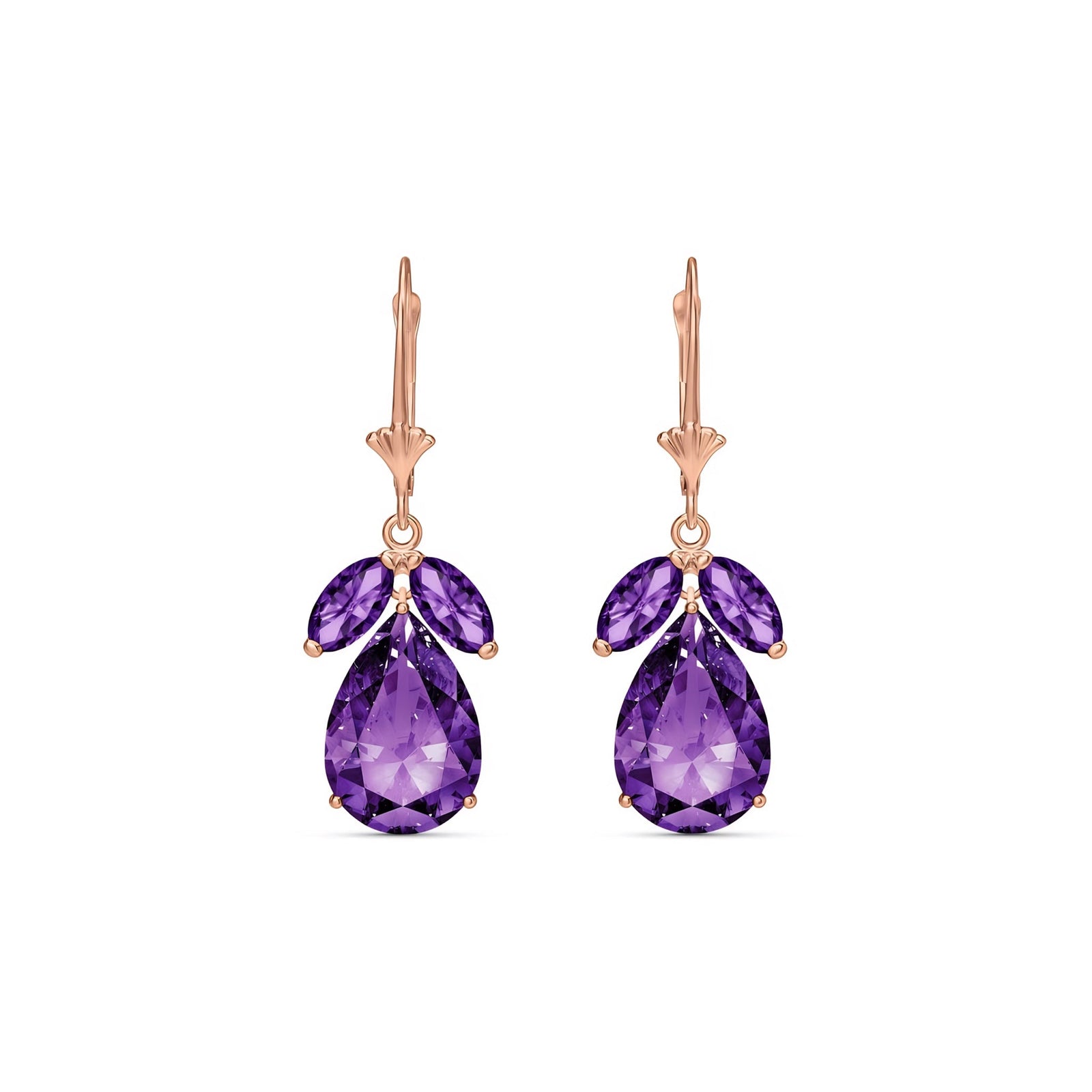 Rose Gold Celeste Drop Earrings Amethyst 10K — Eulalia
