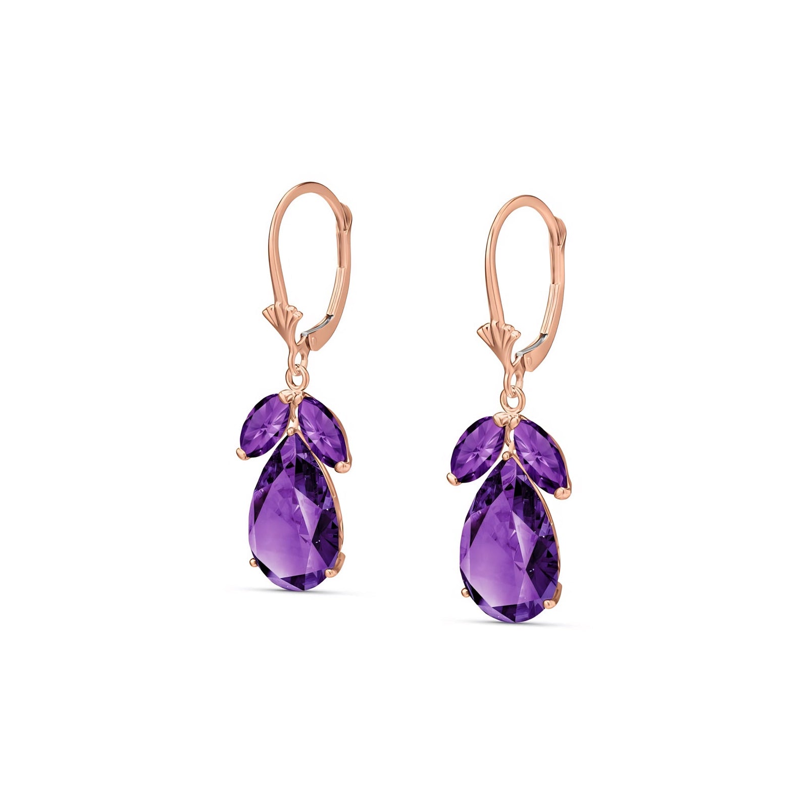 Rose Gold Celeste Drop Earrings Amethyst 10K — Eulalia