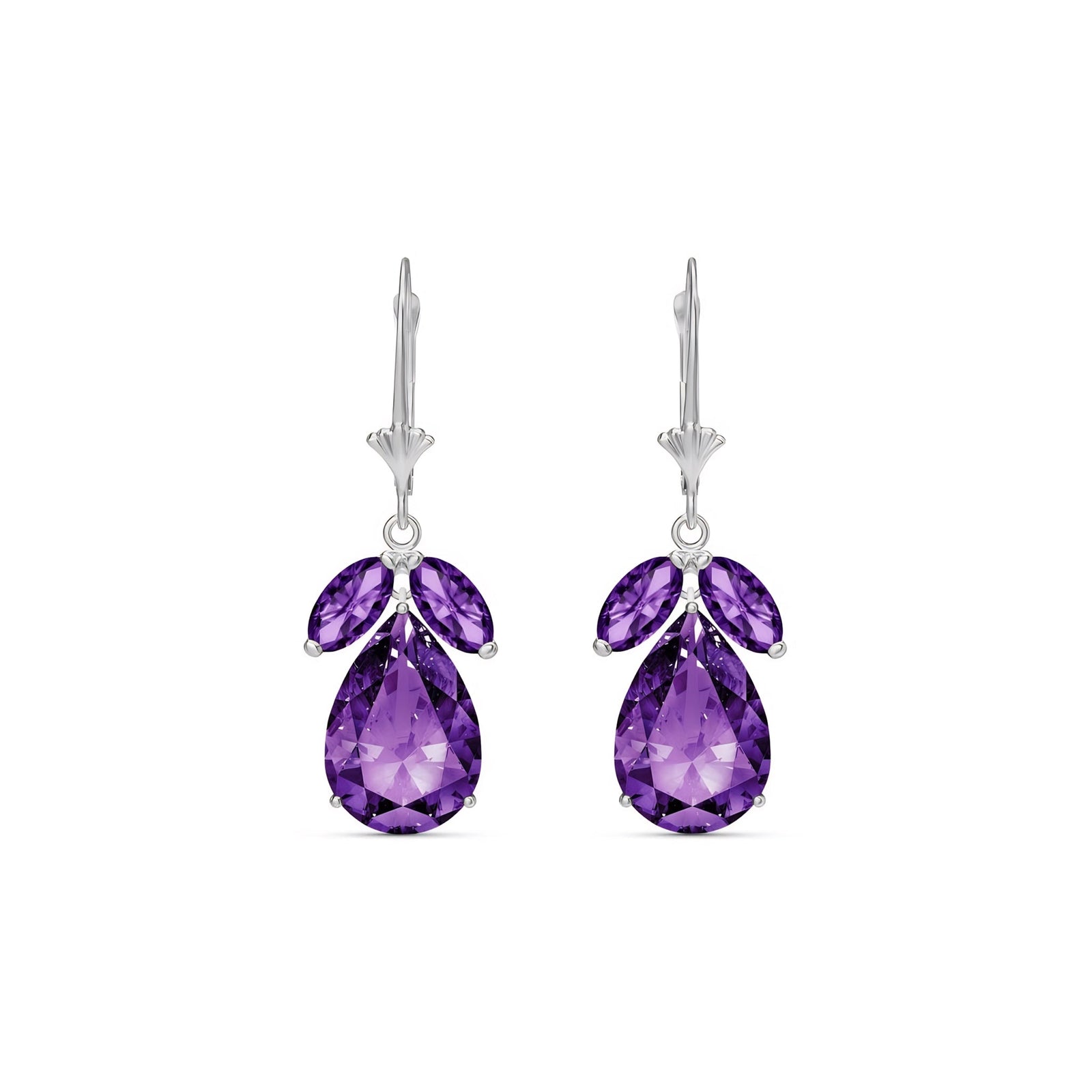 White Gold Celeste Drop Earrings Amethyst 10K — Eulalia