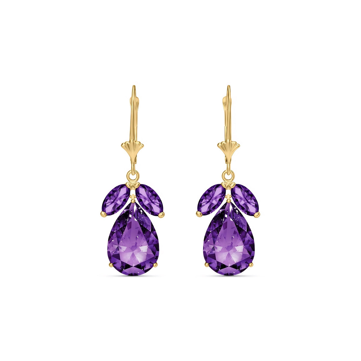 Yellow Gold Celeste Drop Earrings Amethyst 10K — Eulalia