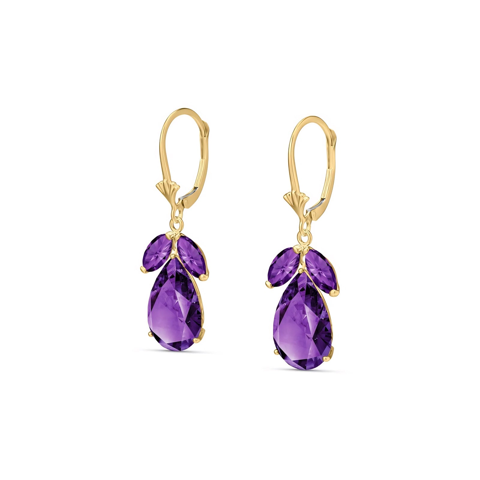 Yellow Gold Celeste Drop Earrings Amethyst 10K — Eulalia