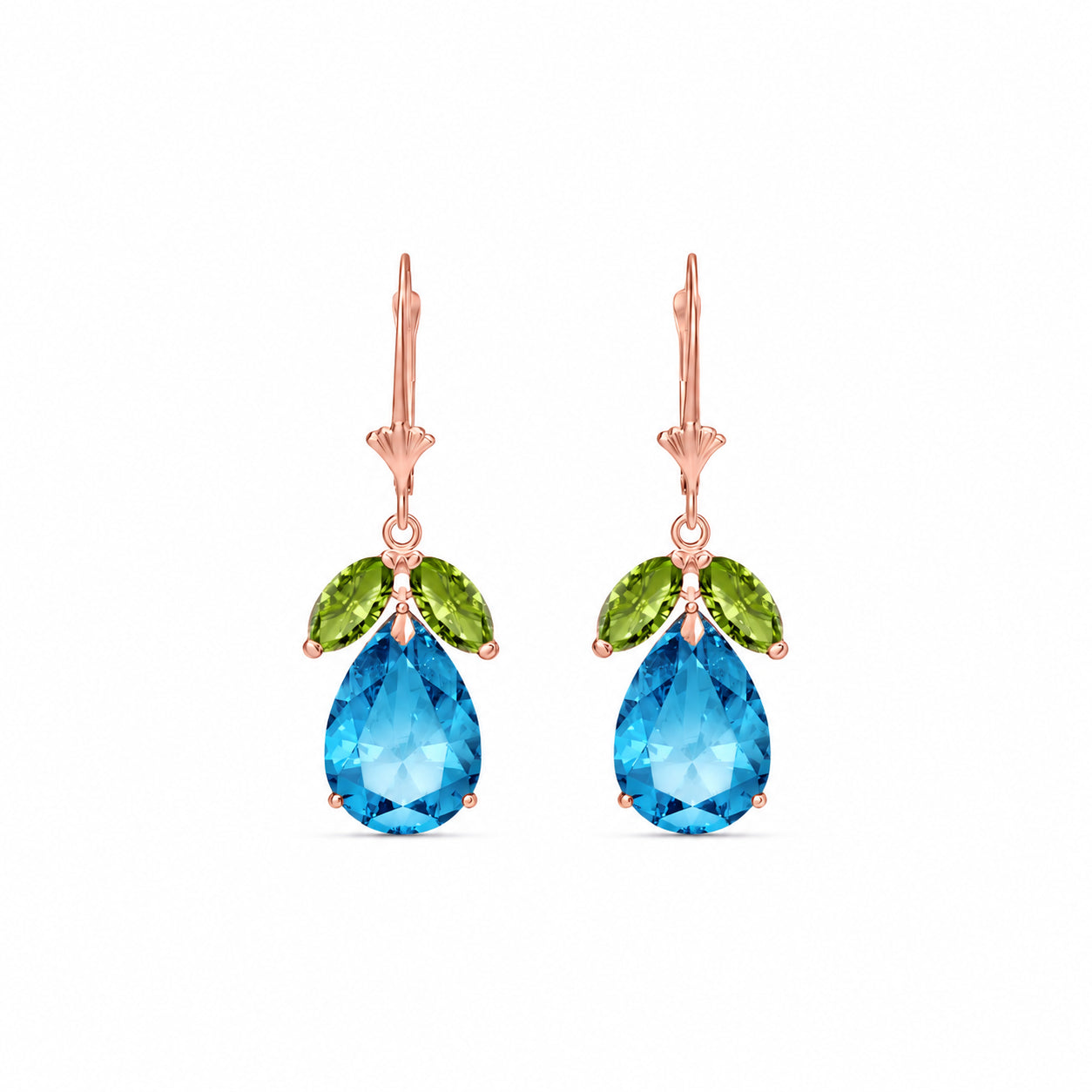 Rose Gold Celeste Drop Earrings Blue Topaz 10K — Eulalia