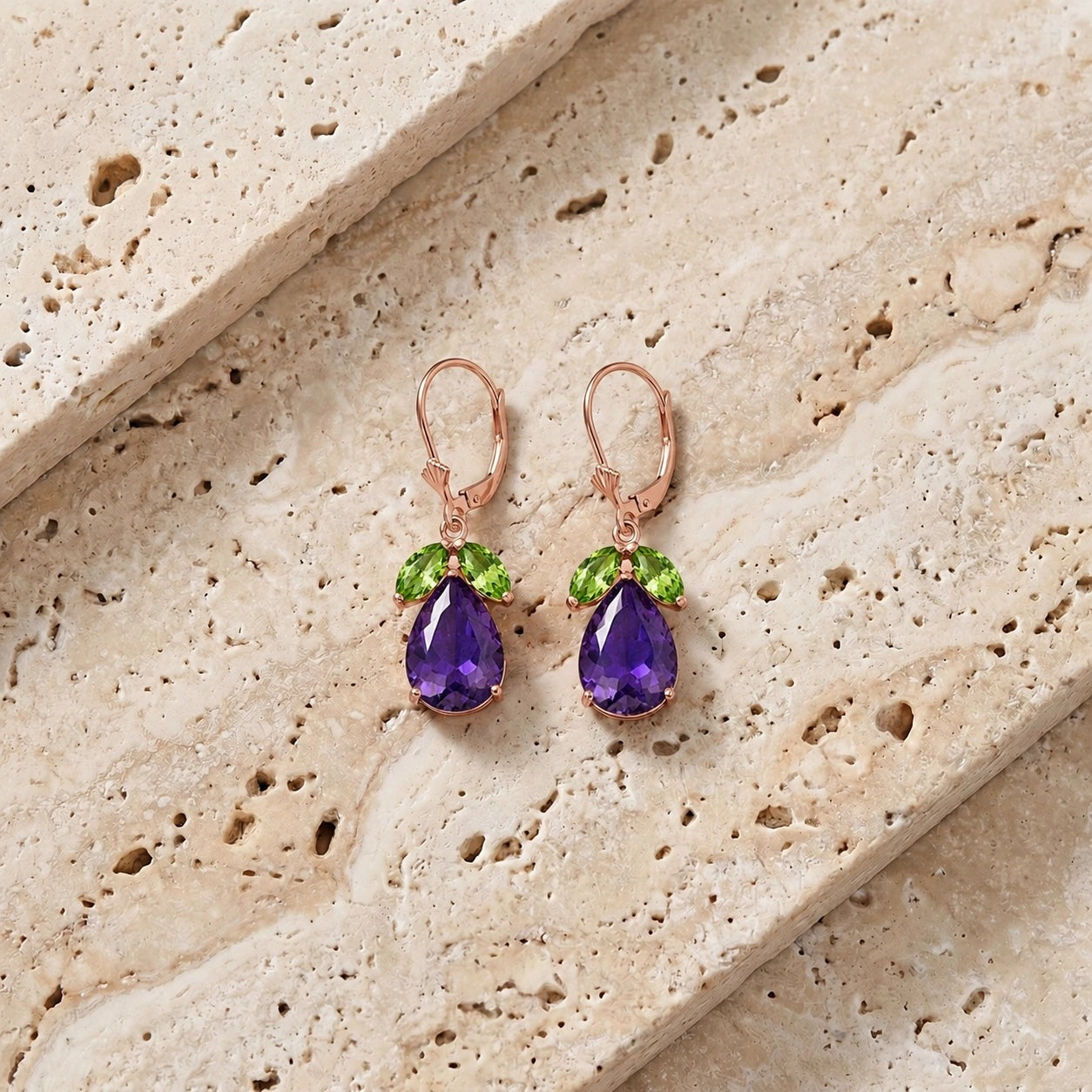 Rose Gold Celeste Drop Earrings Blue Topaz 10K — Eulalia