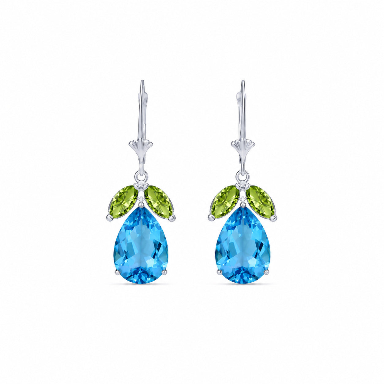 White Gold Celeste Drop Earrings Blue Topaz 10K — Eulalia