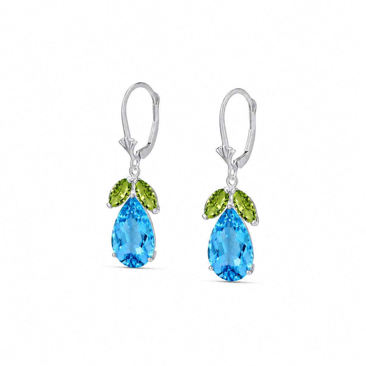 White Gold Celeste Drop Earrings Blue Topaz 10K — Eulalia