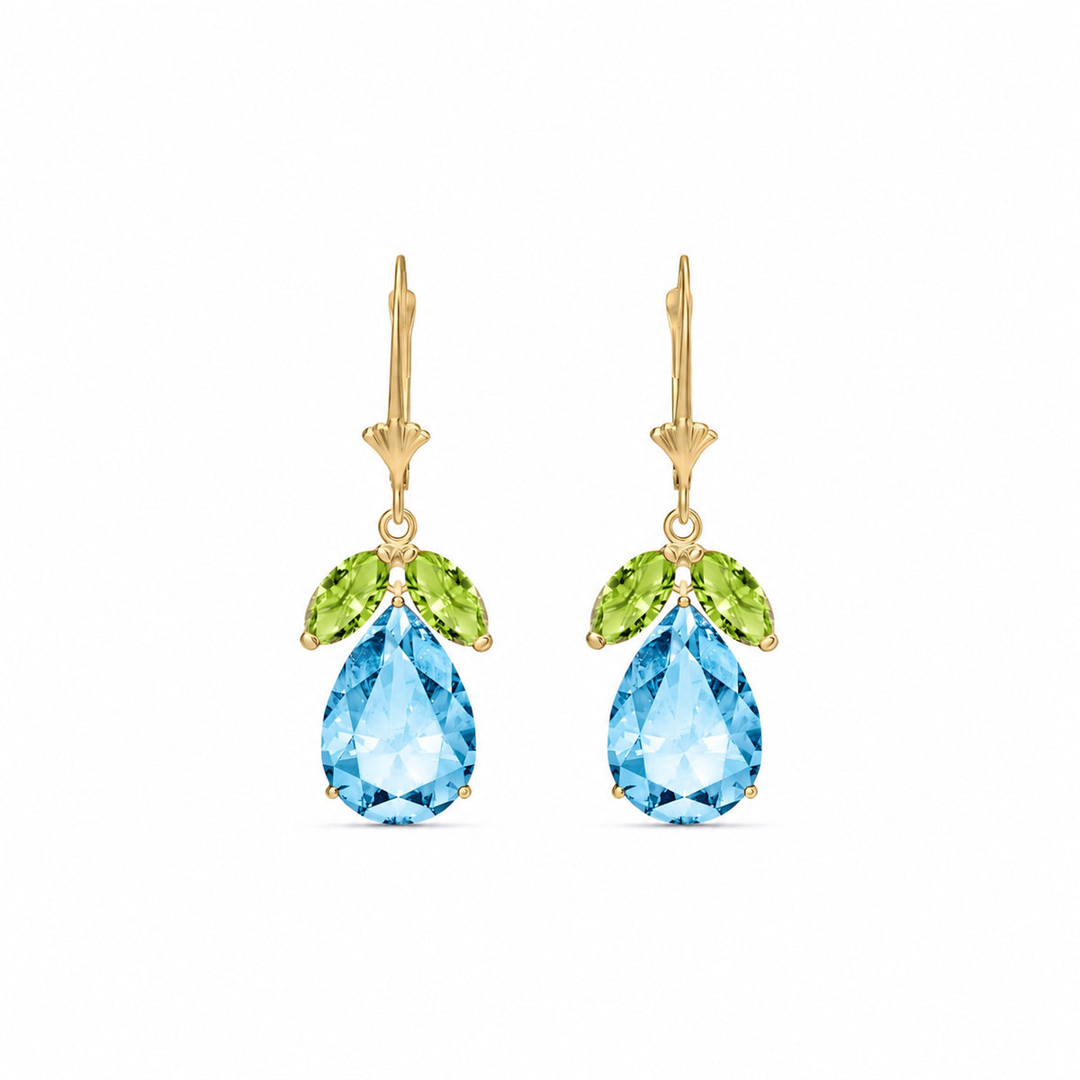 Yellow Gold Celeste Drop Earrings Blue Topaz 10K — Eulalia