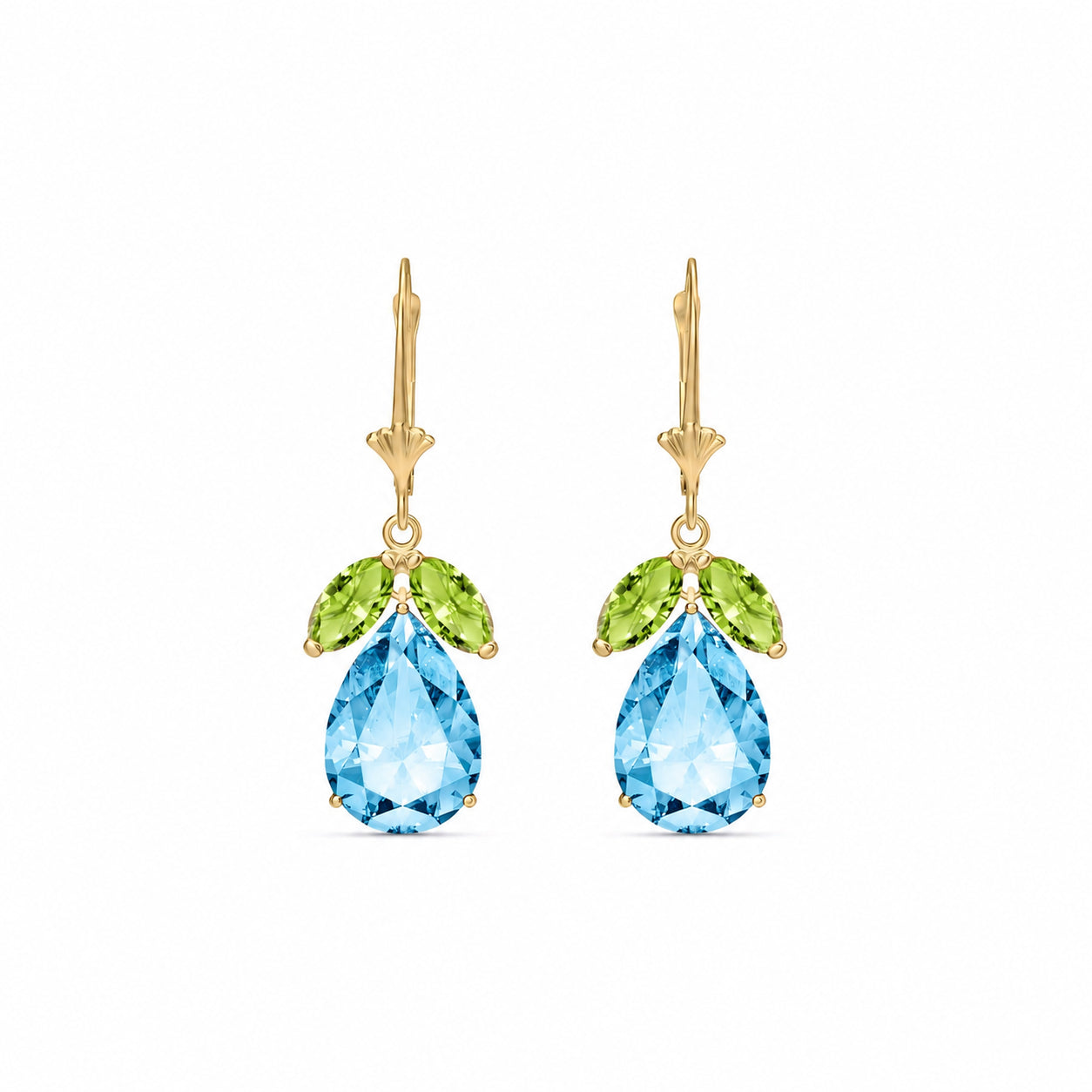 Yellow Gold Celeste Drop Earrings Blue Topaz 10K — Eulalia