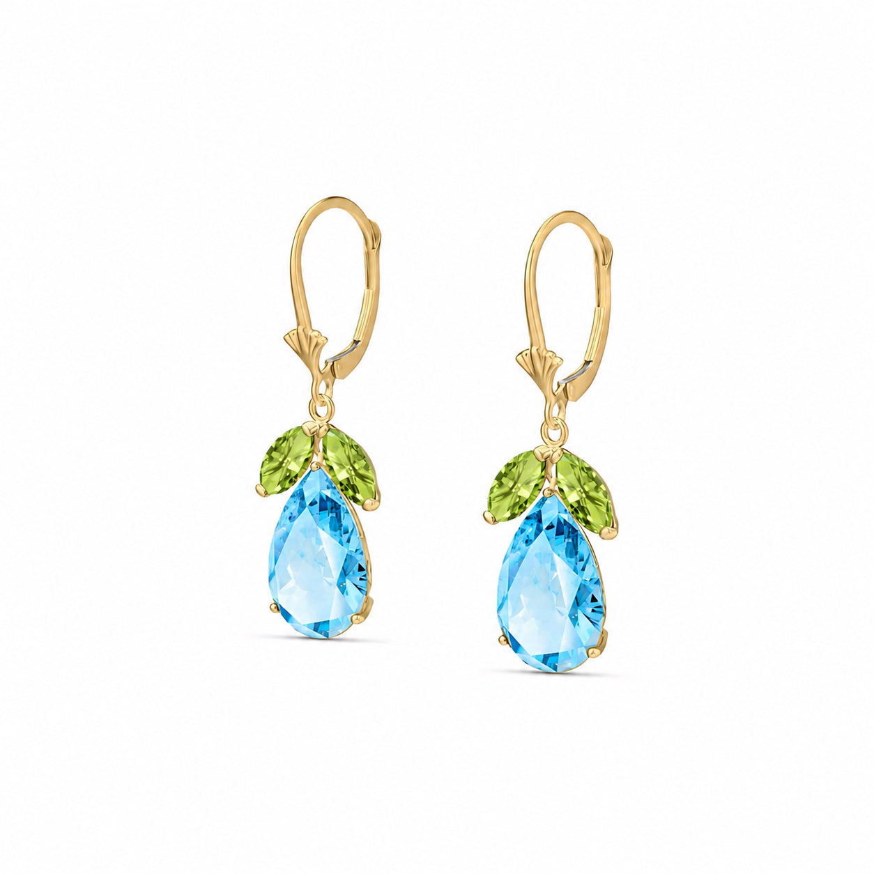 Yellow Gold Celeste Drop Earrings Blue Topaz 10K — Eulalia