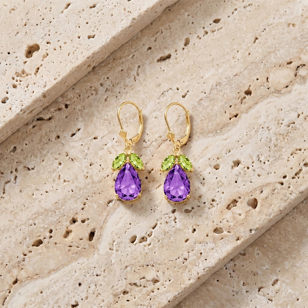 Yellow Gold Celeste Drop Earrings Blue Topaz 10K — Eulalia