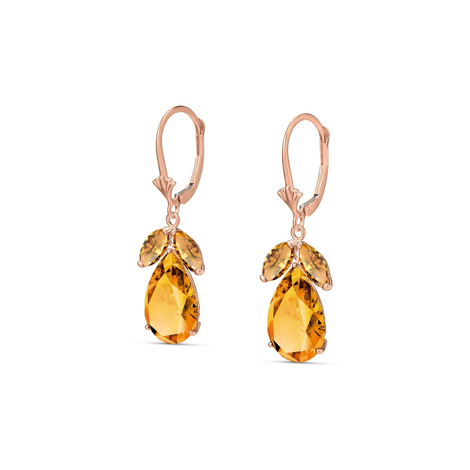Rose Gold Celeste Drop Earrings Citrine 10K — Eulalia
