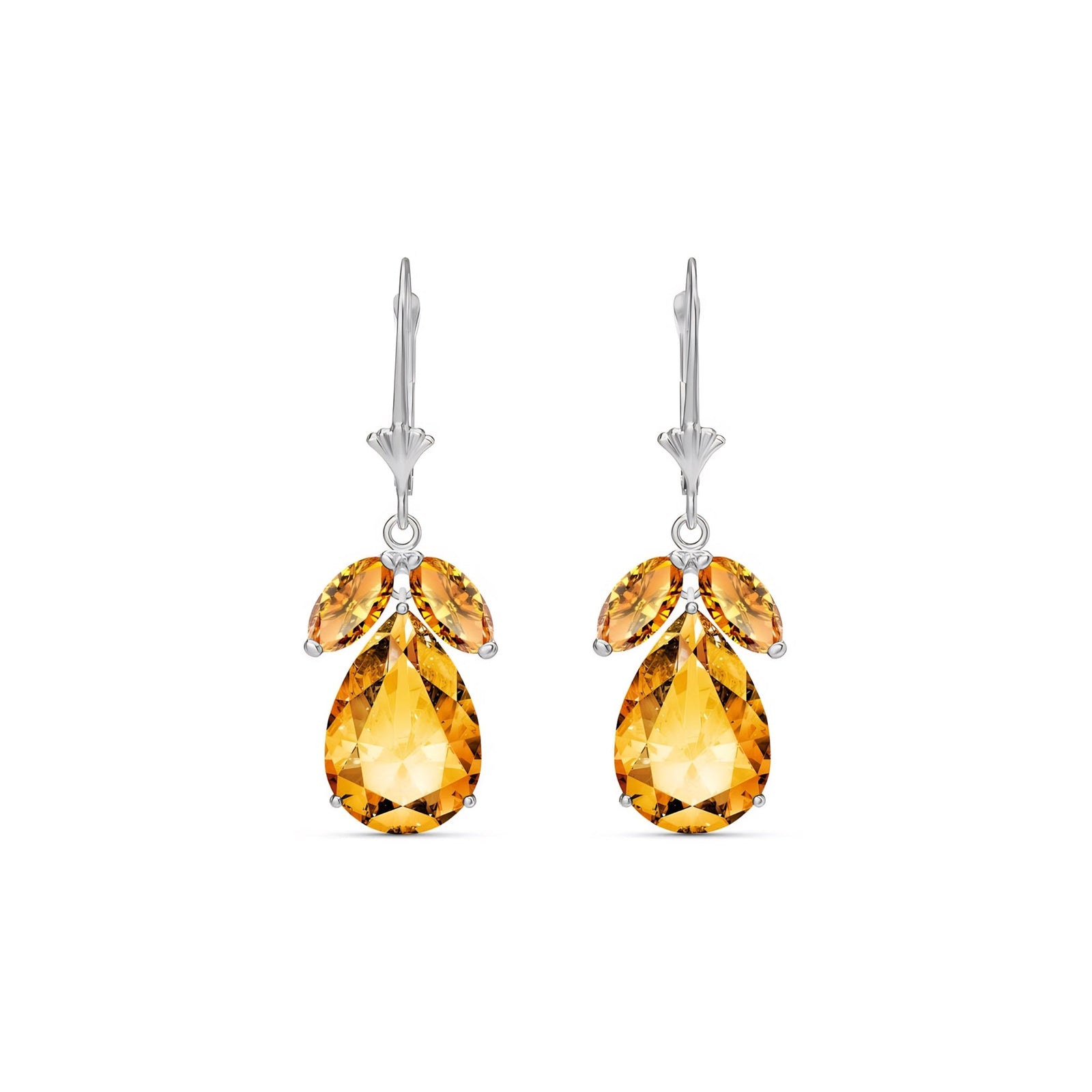 White Gold Celeste Drop Earrings Citrine 10K — Eulalia