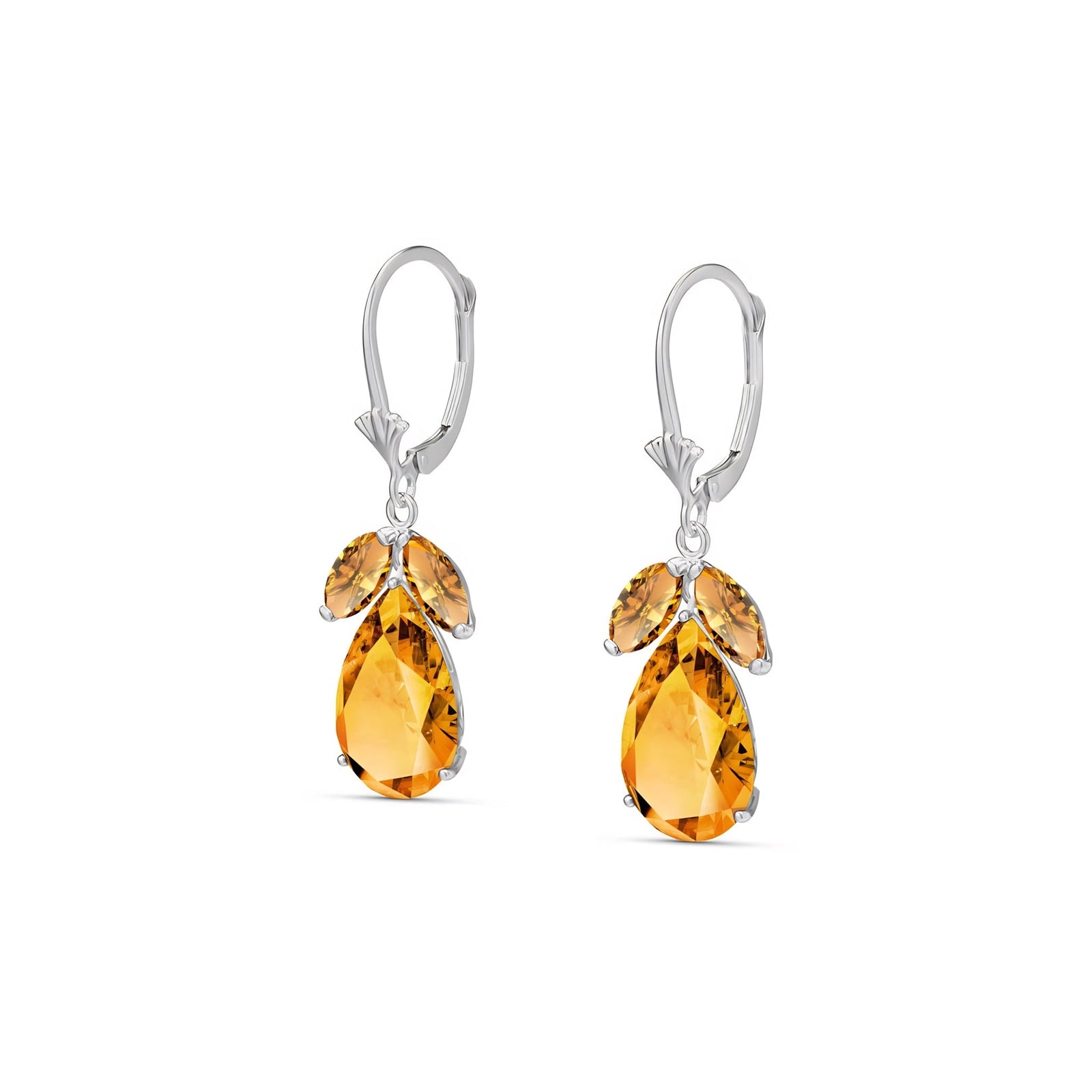 White Gold Celeste Drop Earrings Citrine 10K — Eulalia