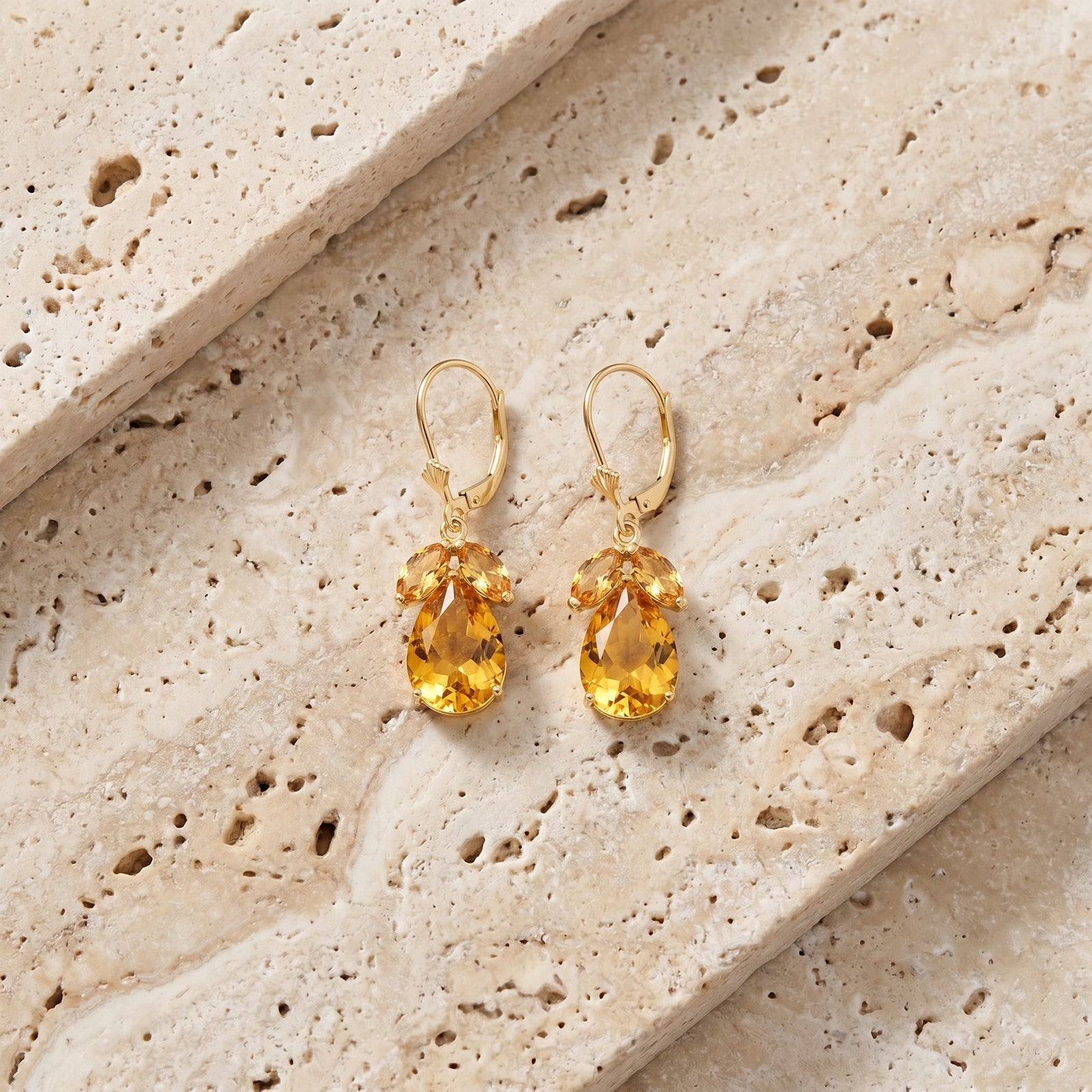 Yellow Gold Celeste Drop Earrings Citrine 10K — Eulalia