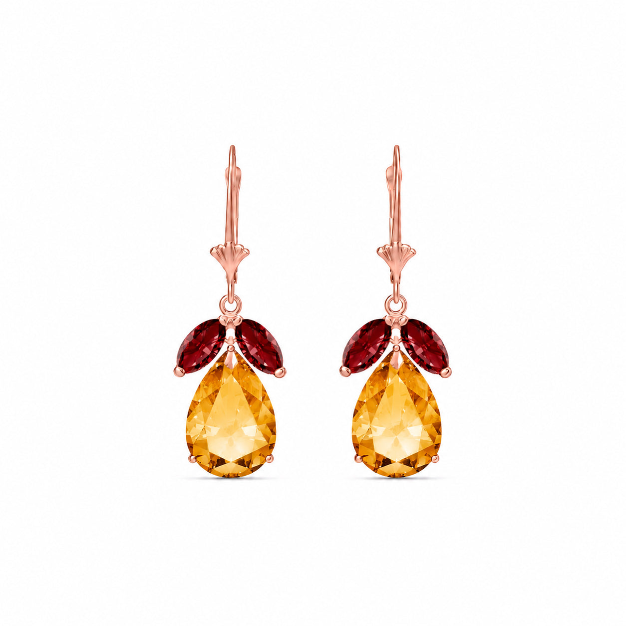 Rose Gold Celeste Drop Earrings Garnet 10K — Eulalia