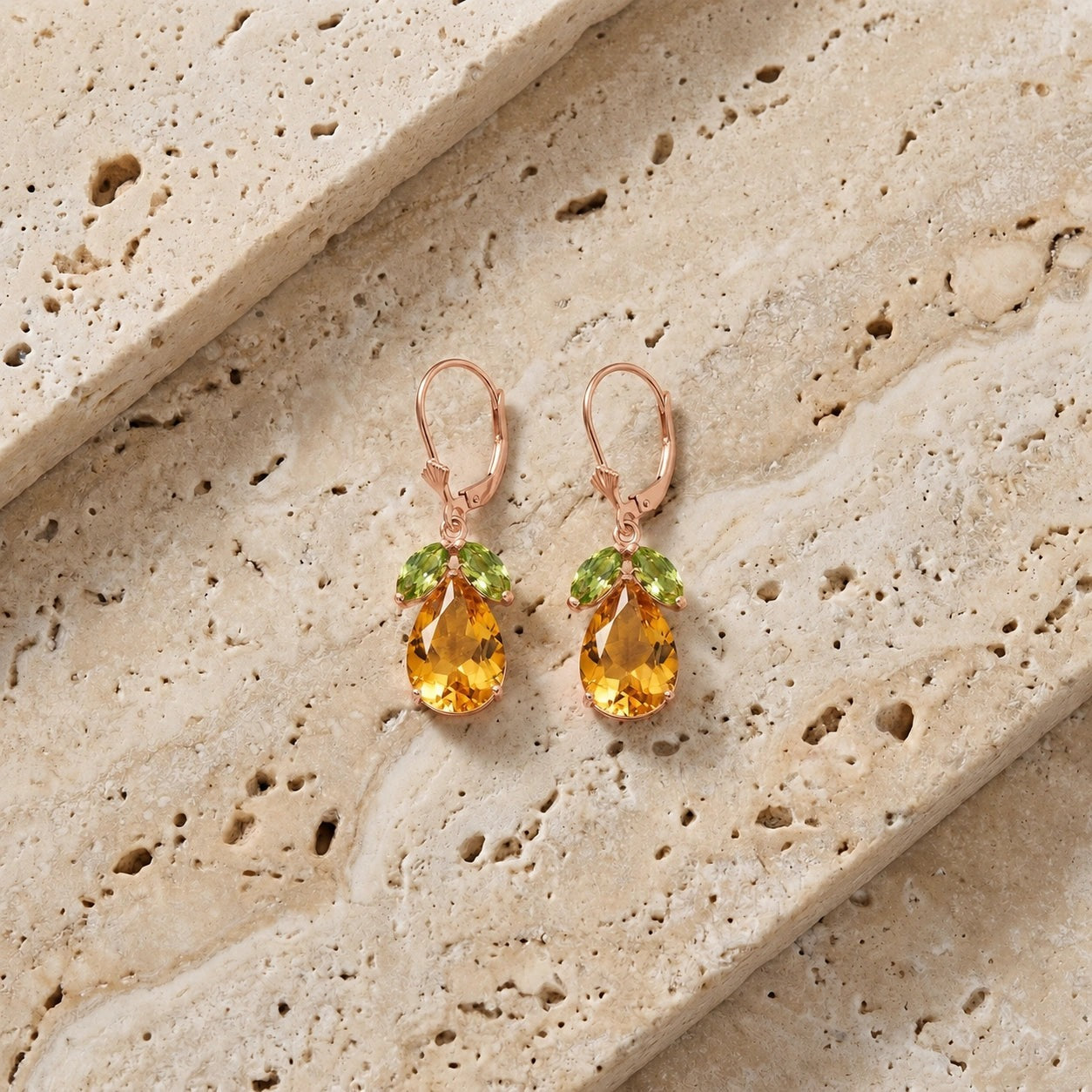 Rose Gold Celeste Drop Earrings Garnet 10K — Eulalia