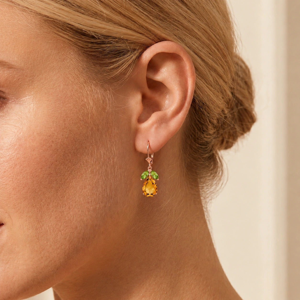 Rose Gold Celeste Drop Earrings Garnet 10K — Eulalia