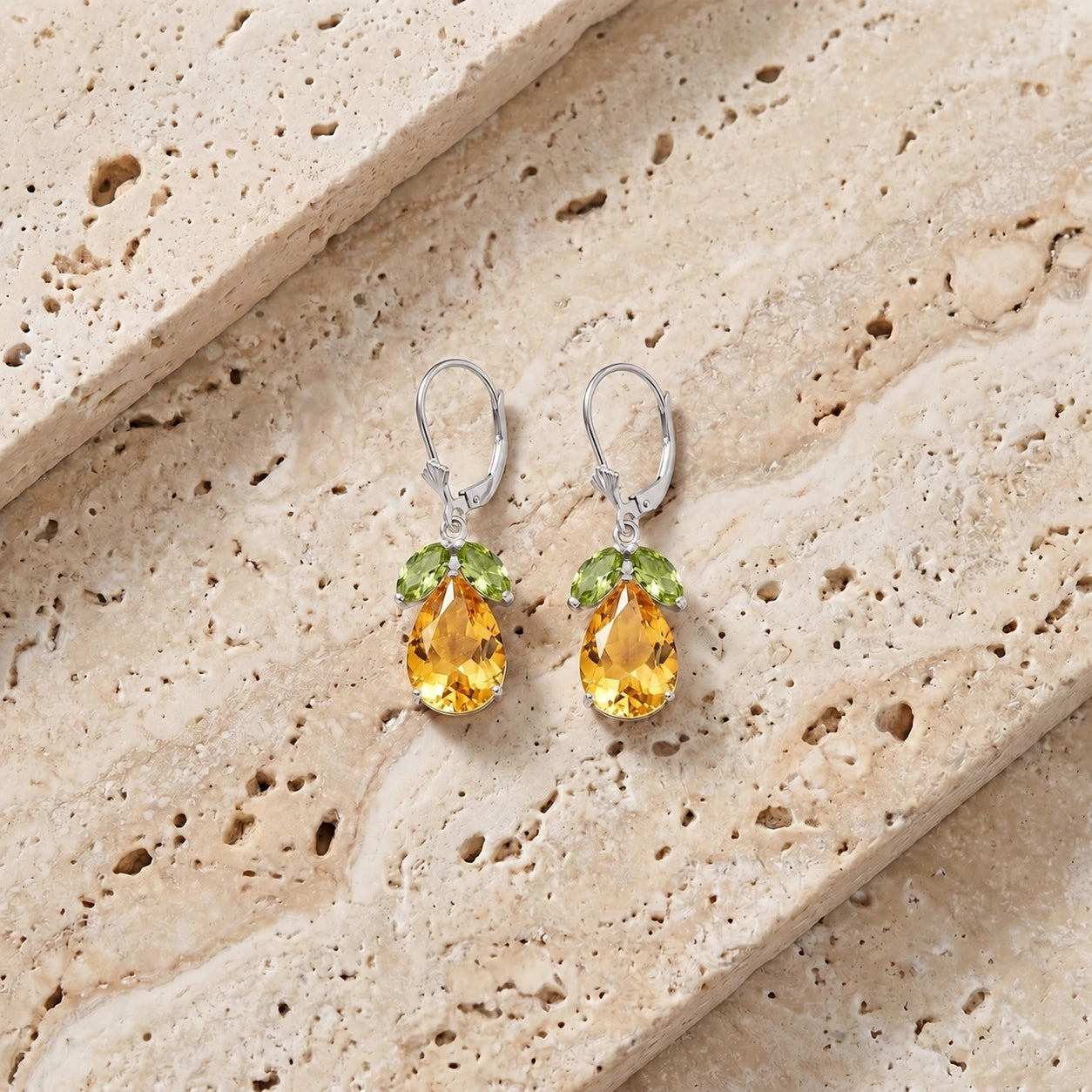 White Gold Celeste Drop Earrings Garnet 10K — Eulalia