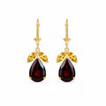 Yellow Gold Celeste Drop Earrings Garnet 10K — Eulalia