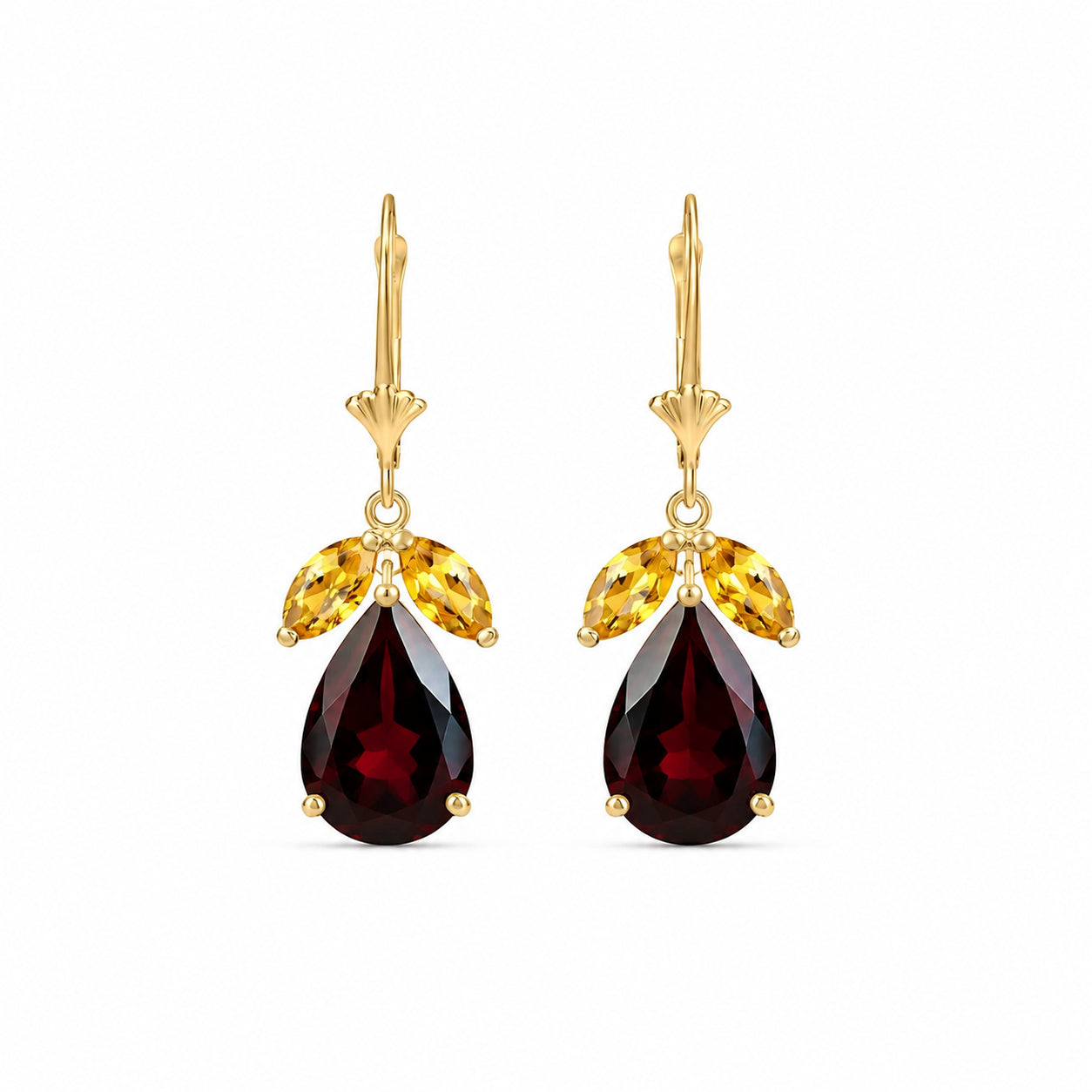 Yellow Gold Celeste Drop Earrings Garnet 10K — Eulalia