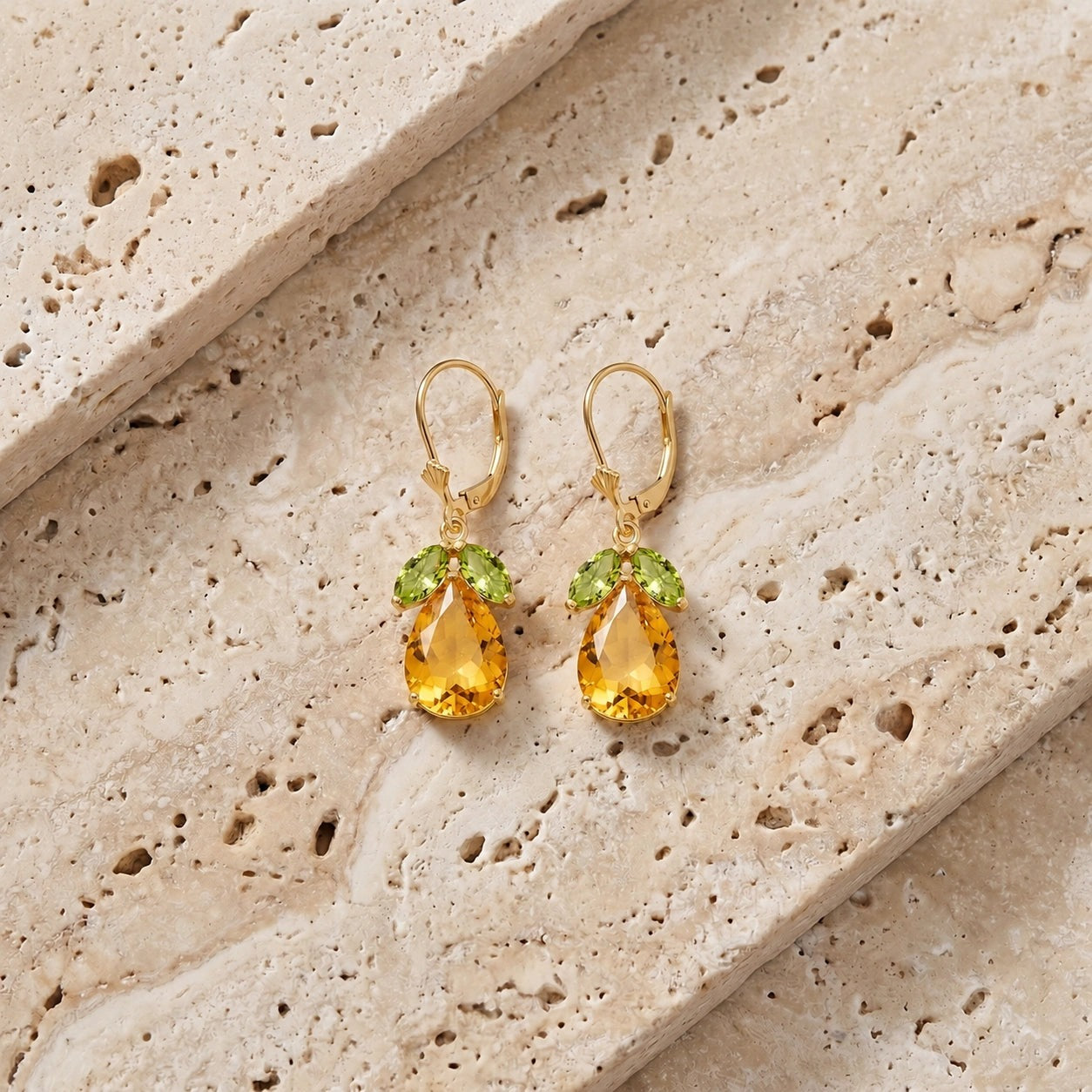 Yellow Gold Celeste Drop Earrings Garnet 10K — Eulalia