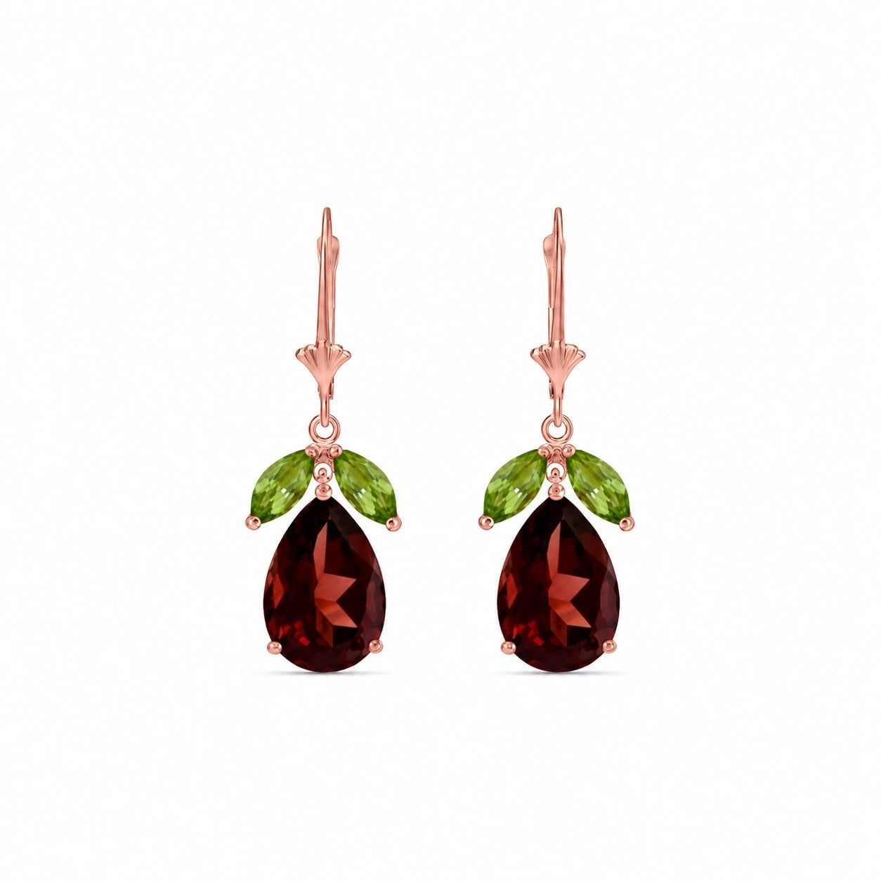 Rose Gold Celeste Drop Earrings Green Amethyst 10K — Eulalia