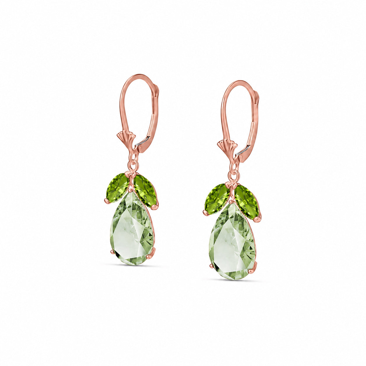 Rose Gold Celeste Drop Earrings Green Amethyst 10K — Eulalia