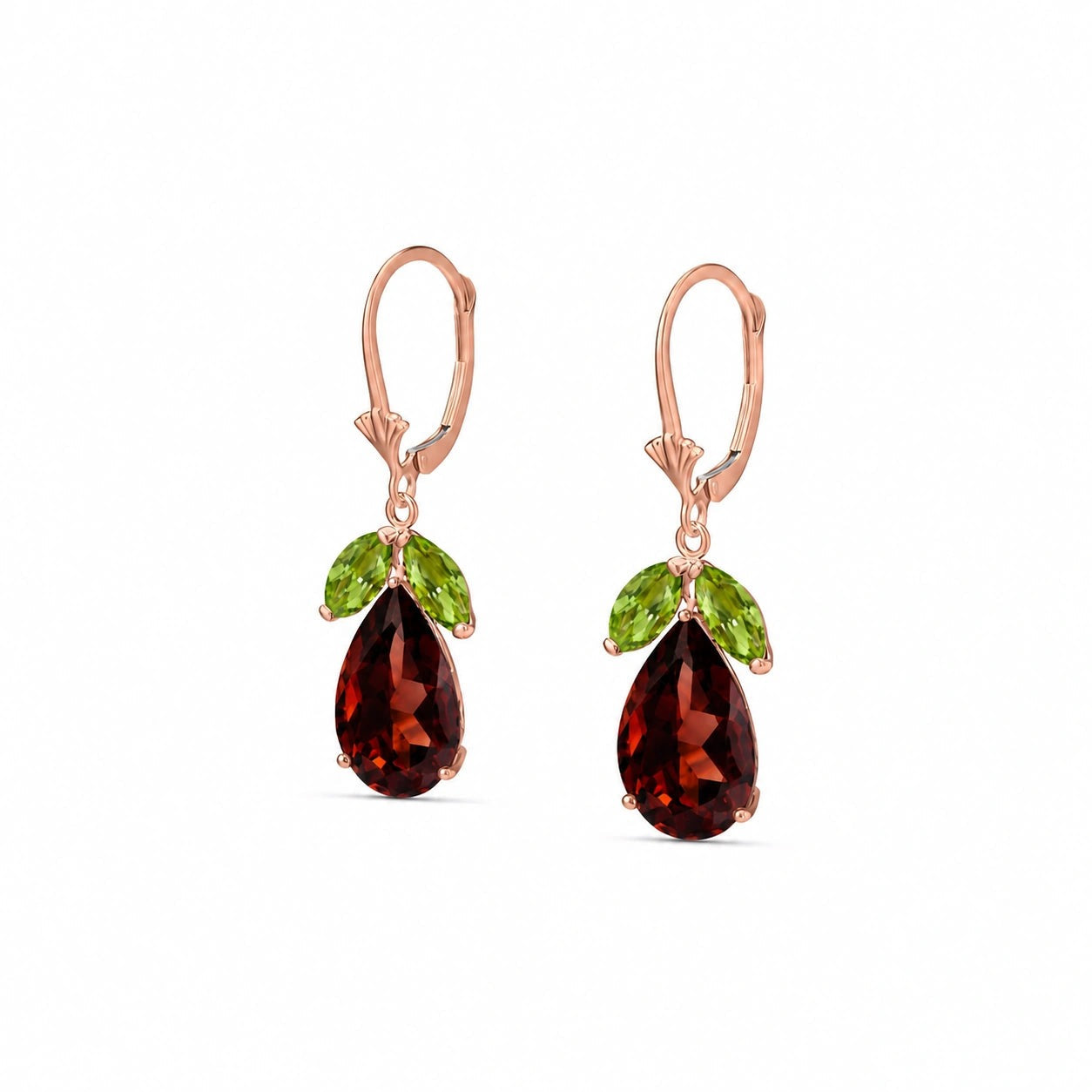 Rose Gold Celeste Drop Earrings Green Amethyst 10K — Eulalia