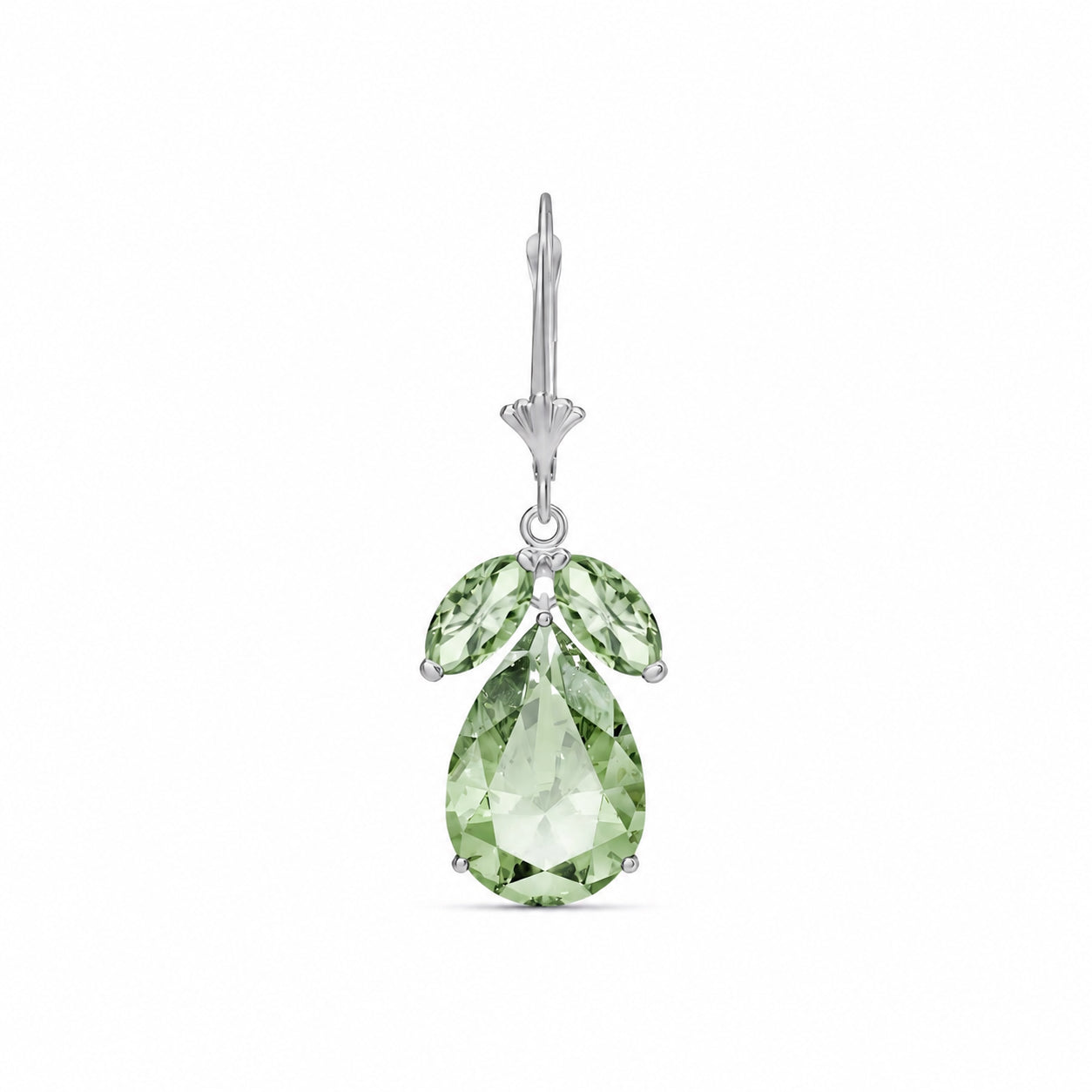 White Gold Celeste Drop Earrings Green Amethyst 10K — Eulalia