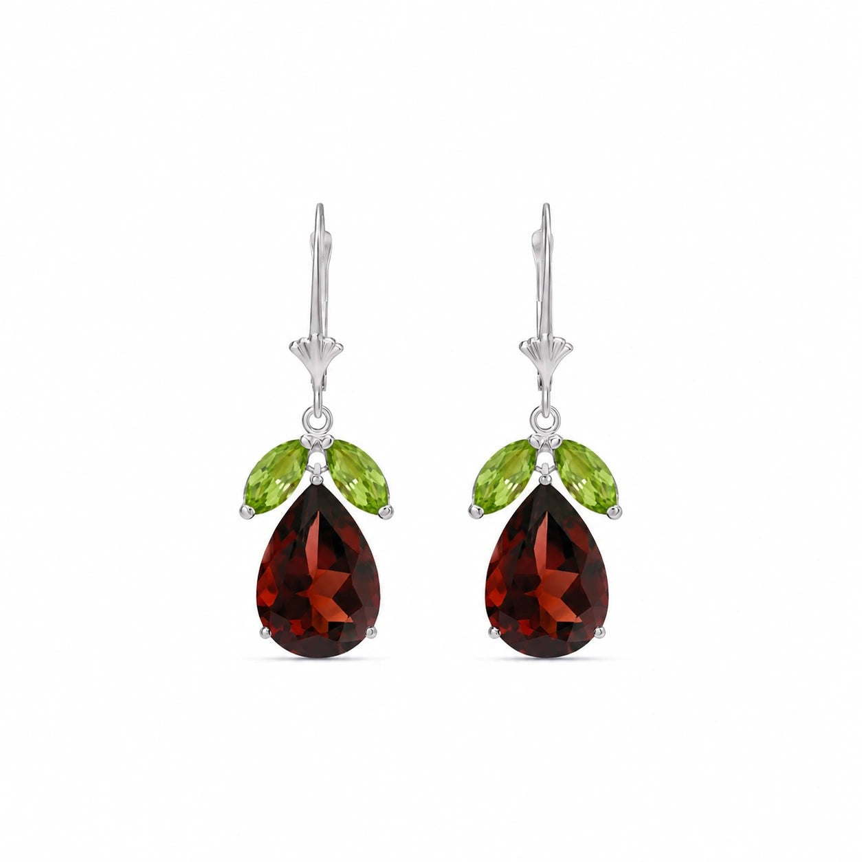 White Gold Celeste Drop Earrings Green Amethyst 10K — Eulalia