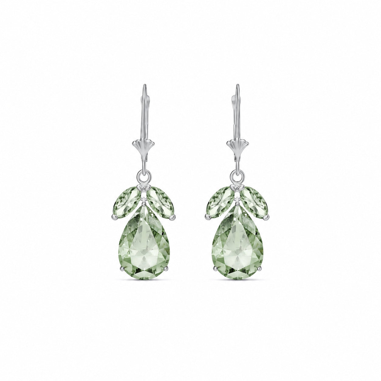 White Gold Celeste Drop Earrings Green Amethyst 10K — Eulalia