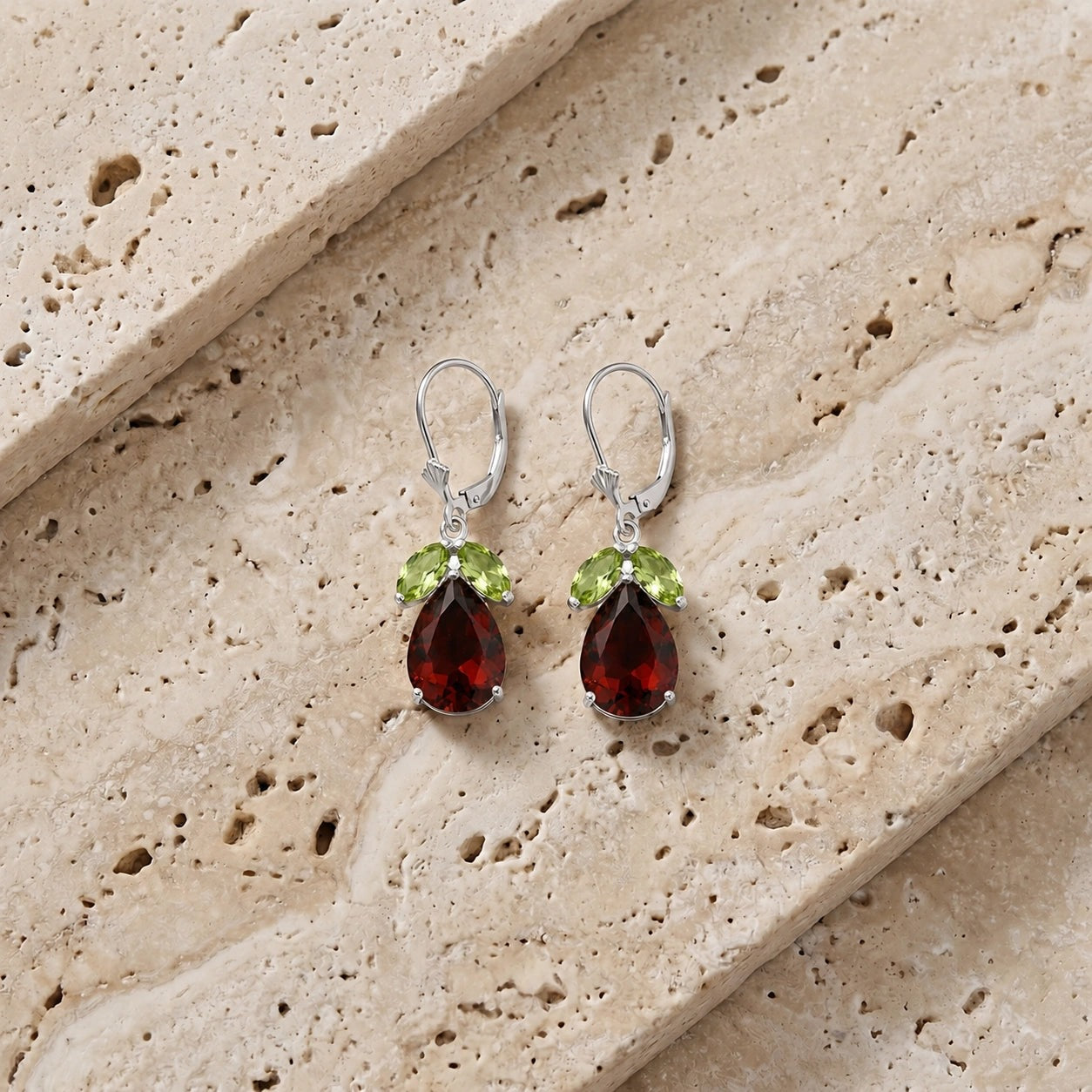 White Gold Celeste Drop Earrings Green Amethyst 10K — Eulalia