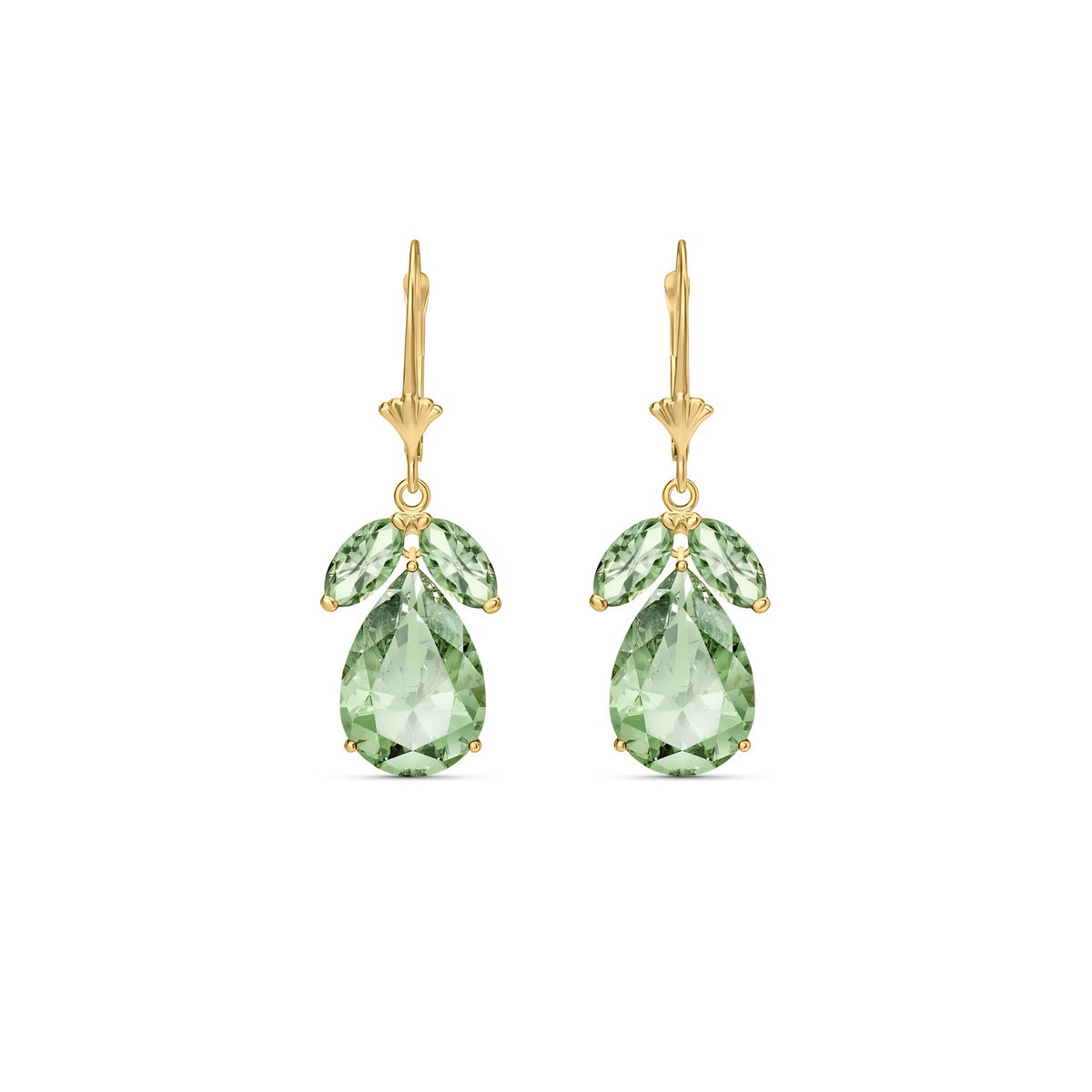 Yellow Gold Celeste Drop Earrings Green Amethyst 10K — Eulalia