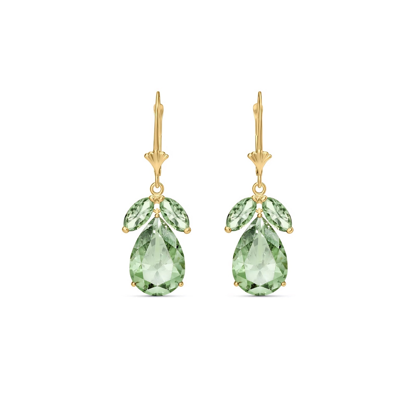 Yellow Gold Celeste Drop Earrings Green Amethyst 10K — Eulalia