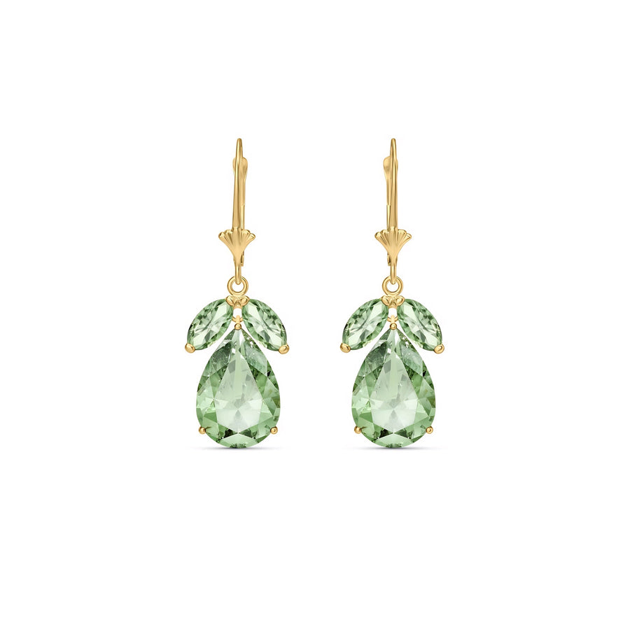 Yellow Gold Celeste Drop Earrings Green Amethyst 10K — Eulalia