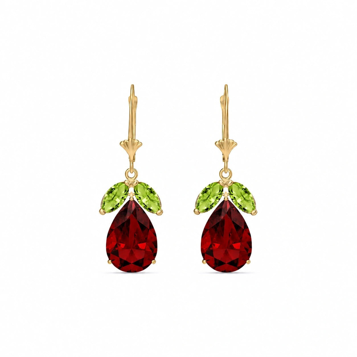 Yellow Gold Celeste Drop Earrings Green Amethyst 10K — Eulalia