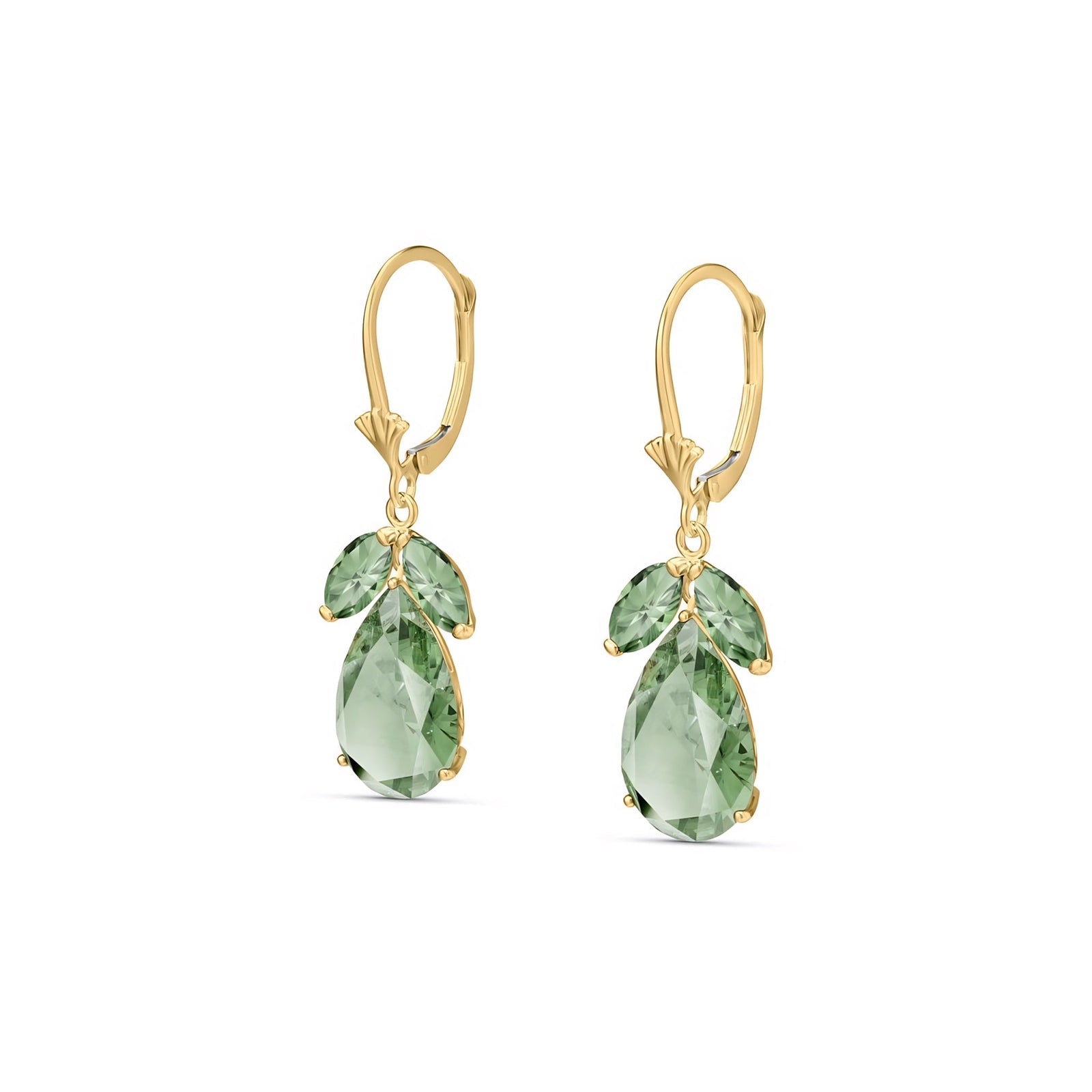 Yellow Gold Celeste Drop Earrings Green Amethyst 10K — Eulalia