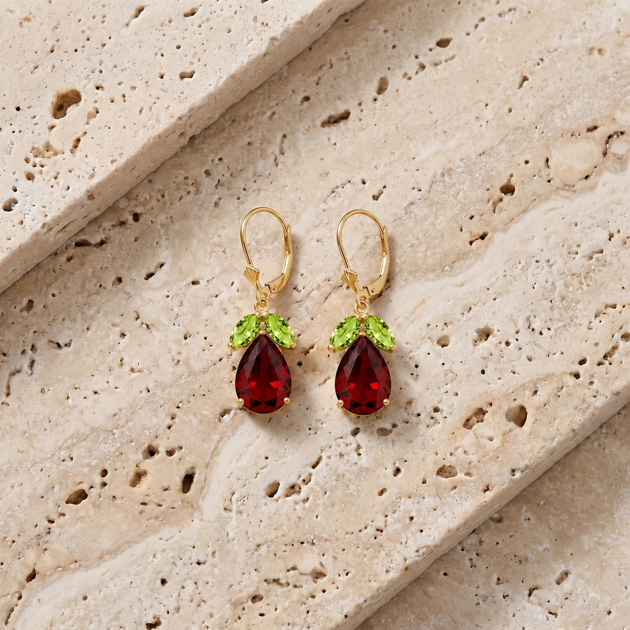Yellow Gold Celeste Drop Earrings Green Amethyst 10K — Eulalia