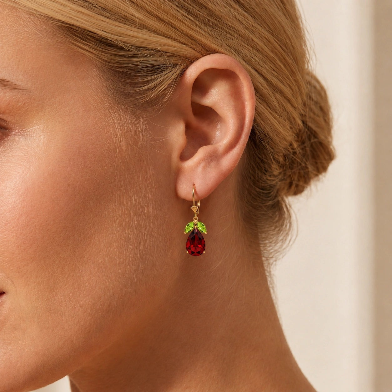 Yellow Gold Celeste Drop Earrings Green Amethyst 10K — Eulalia